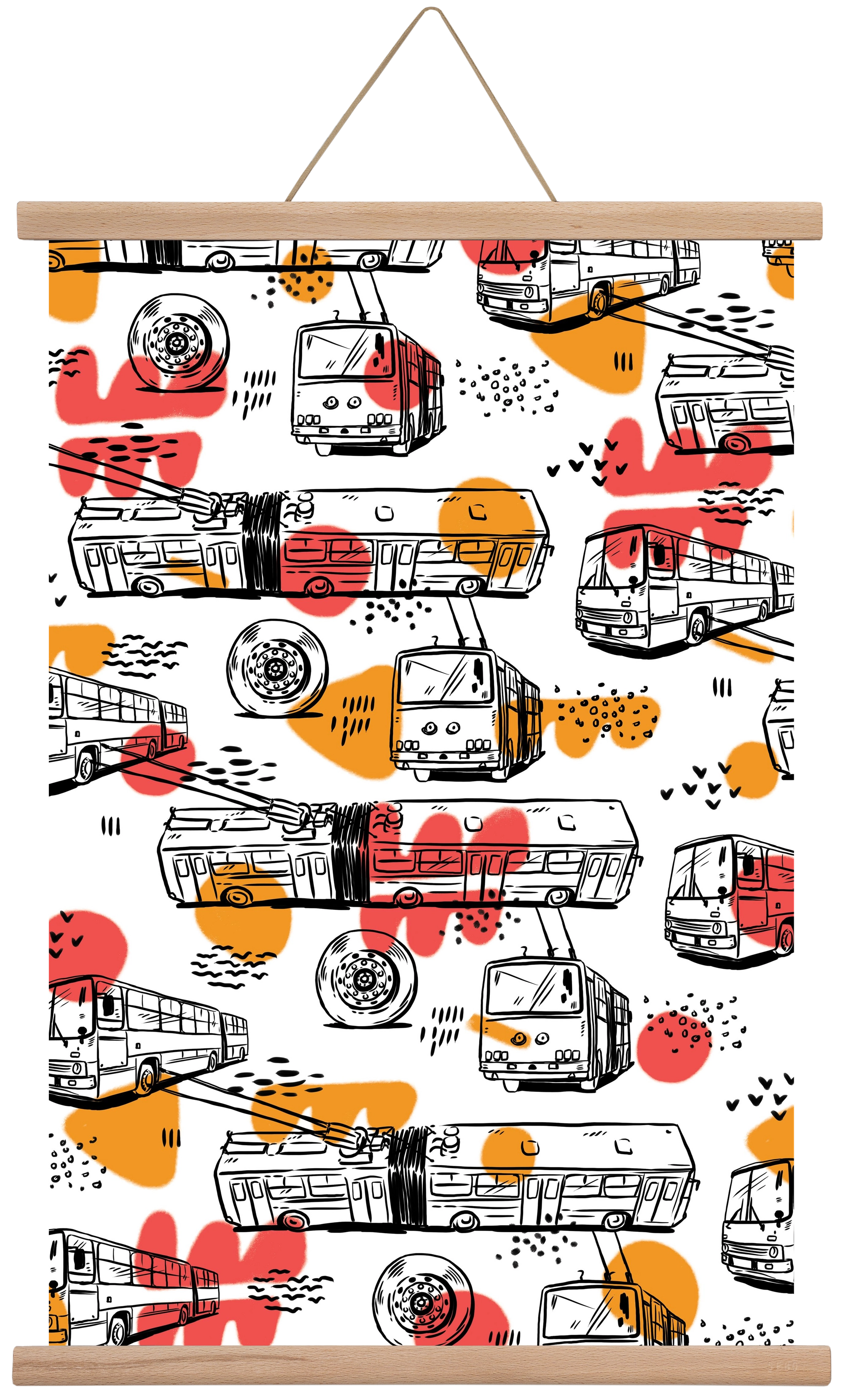 Troli pattern, 40x60 cm (40x60 cm), Tölgy akasztó