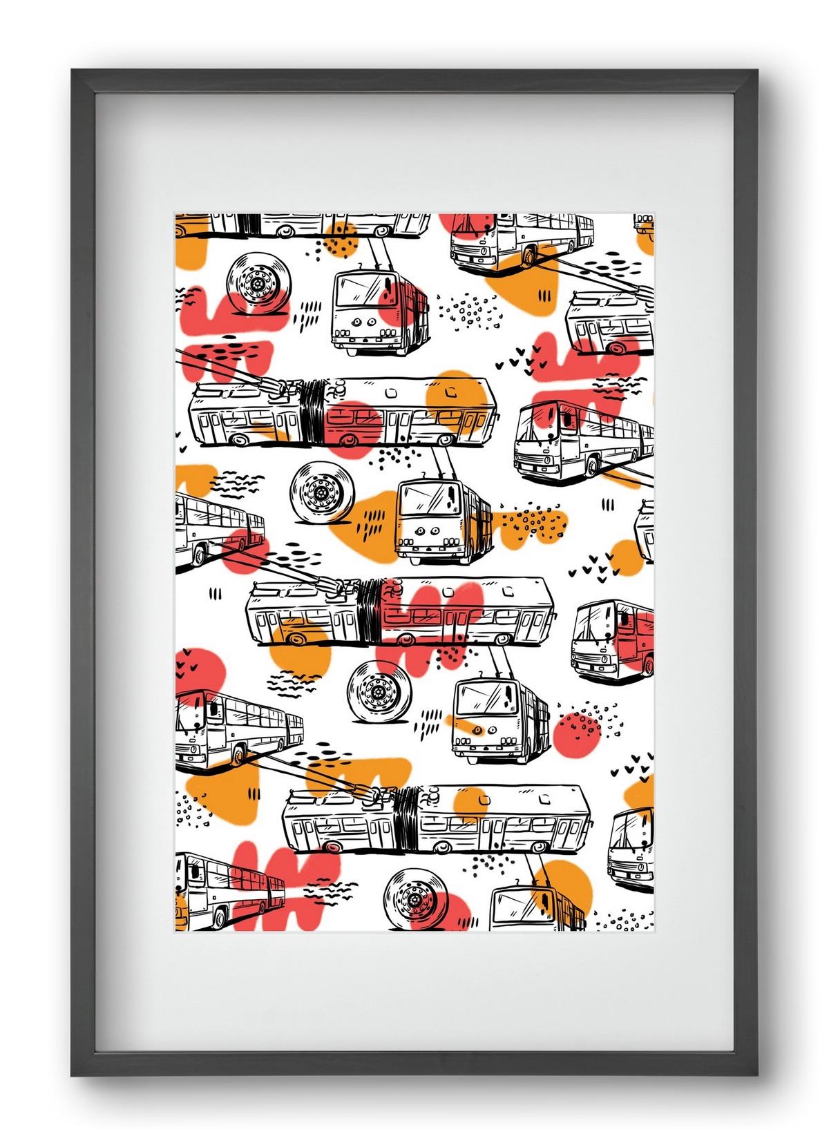 Troli pattern, 40x60 cm (30x45 cm), Fekete keret, paszpartuval