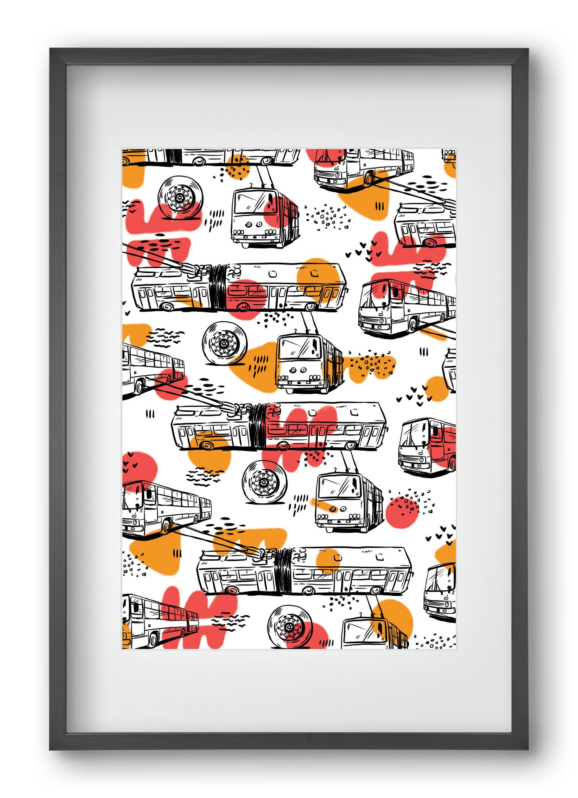 Troli pattern, 40x60 cm (30x45 cm), Fekete keret, paszpartuval