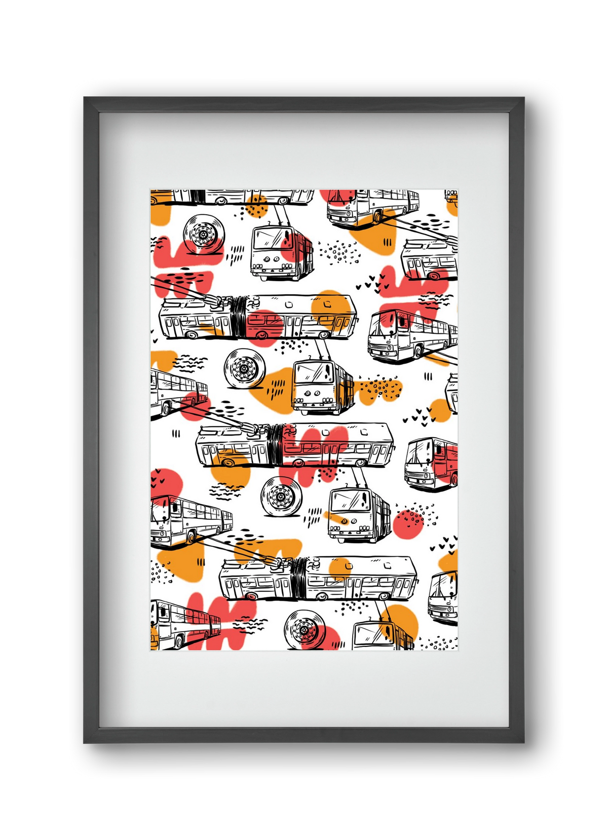 Troli pattern, 30x45 cm (20x30 cm), Fekete keret, paszpartuval