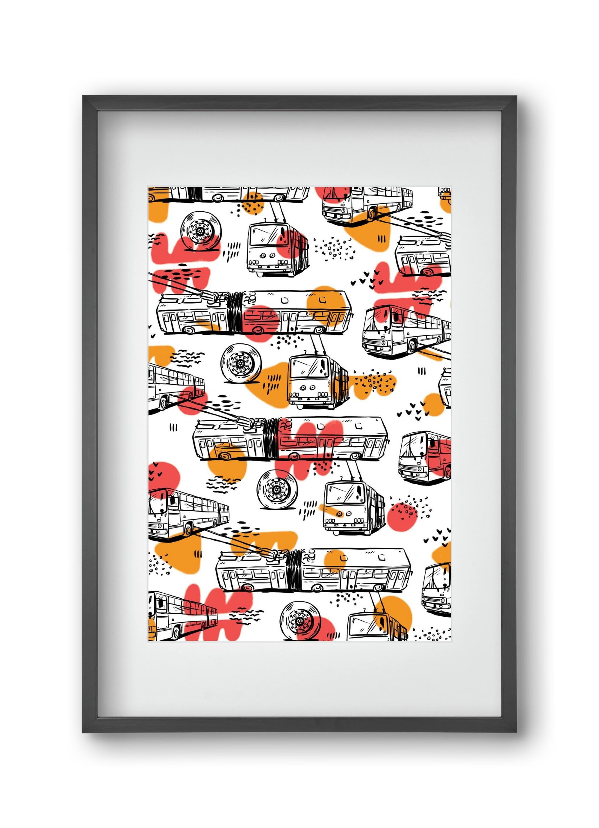 Troli pattern, 30x45 cm (20x30 cm), Fekete keret, paszpartuval