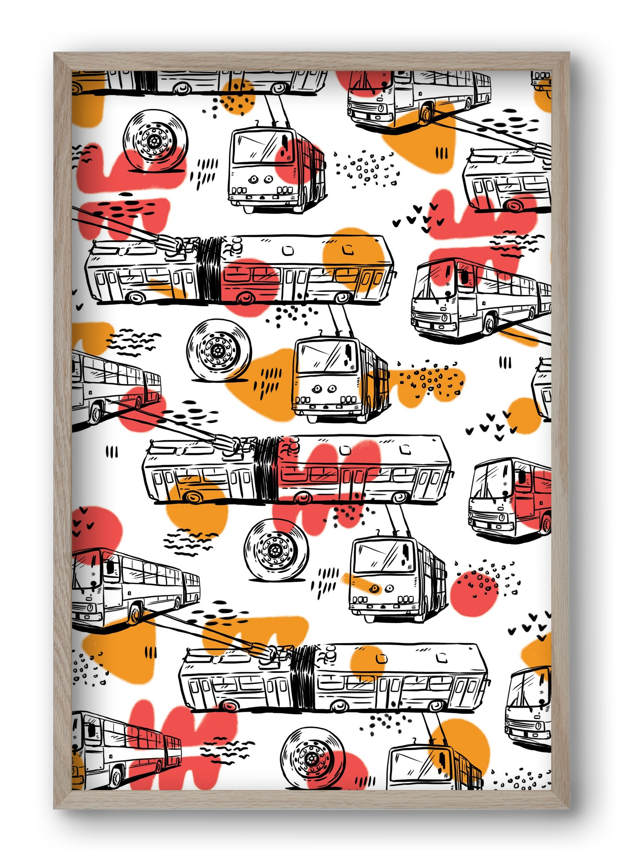 Troli pattern, 40x60 cm (40x60 cm), Tölgy keret