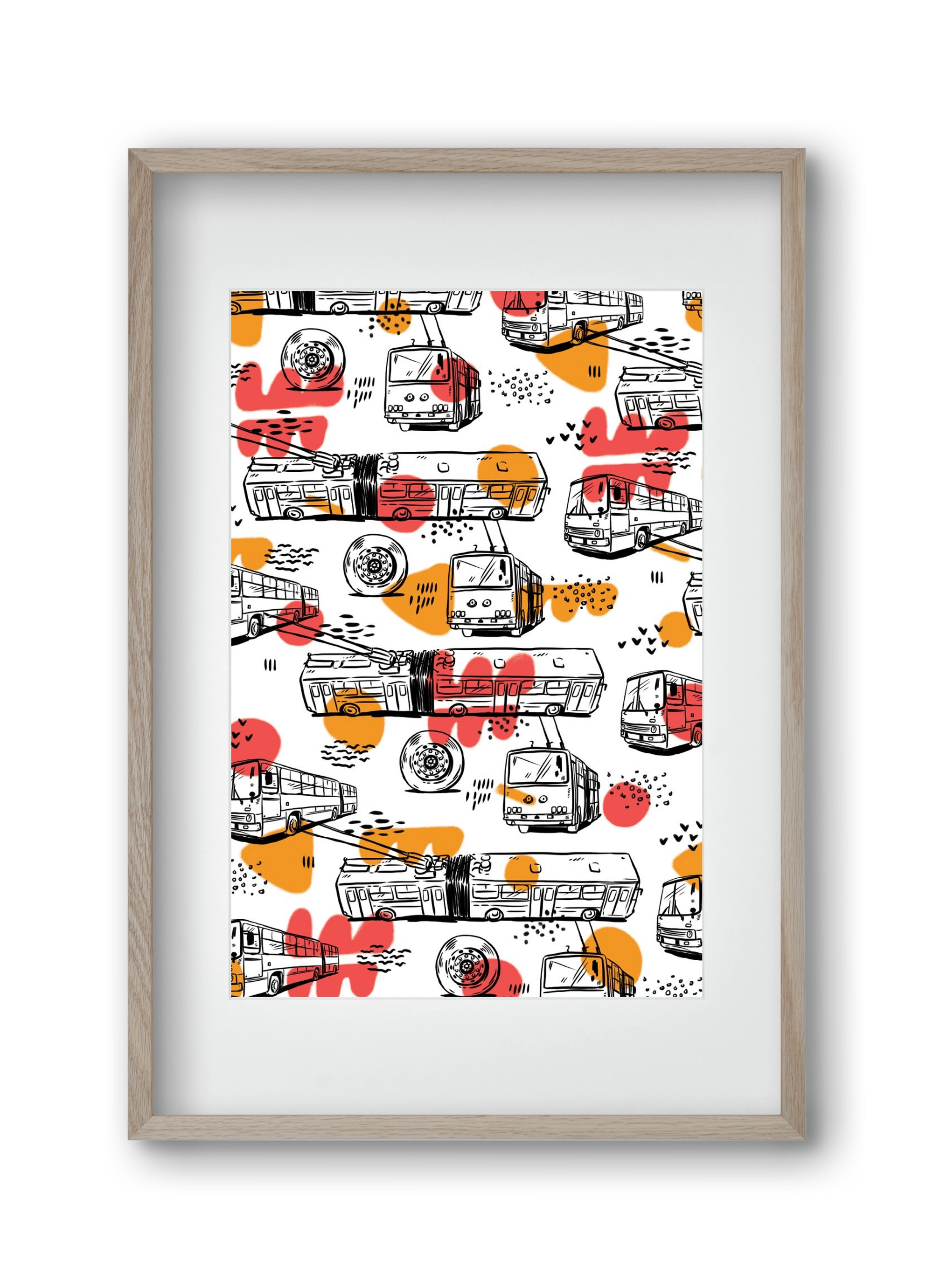 Troli pattern, 30x45 cm (20x30 cm), Tölgy keret, paszpartuval