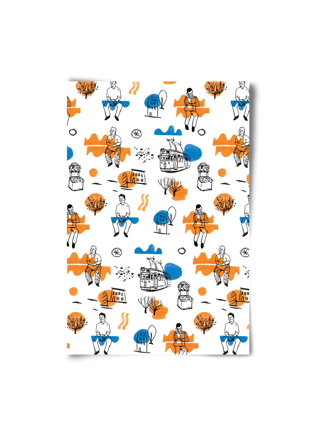 Utasok és villamosok, 20x30 cm, Keret nélkül