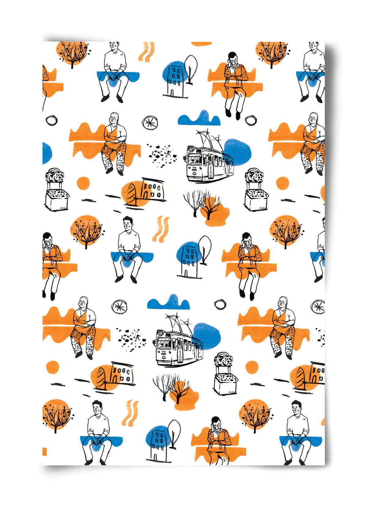 Utasok és villamosok, 40x60 cm, Keret nélkül