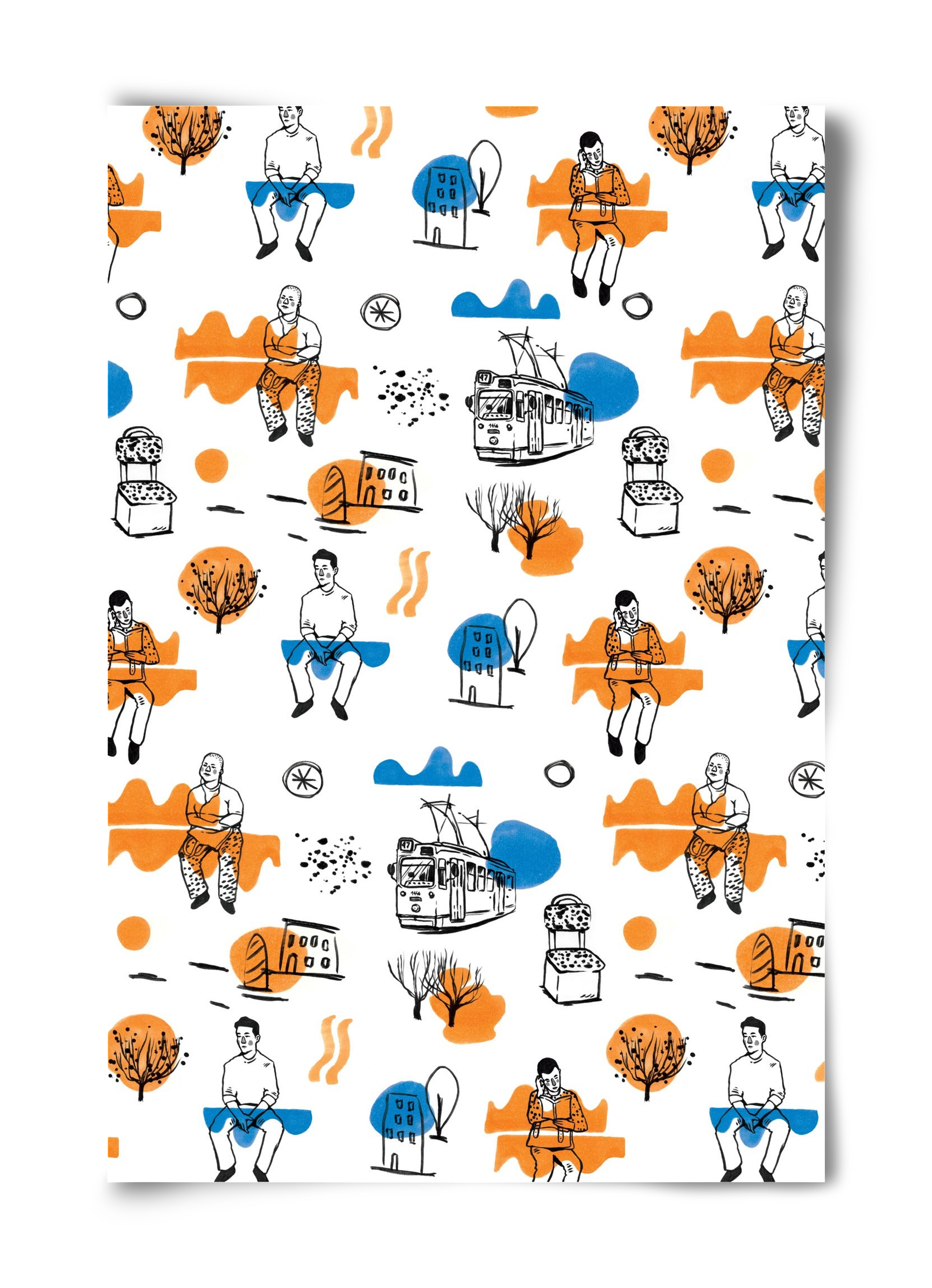 Utasok és villamosok, 40x60 cm, Keret nélkül