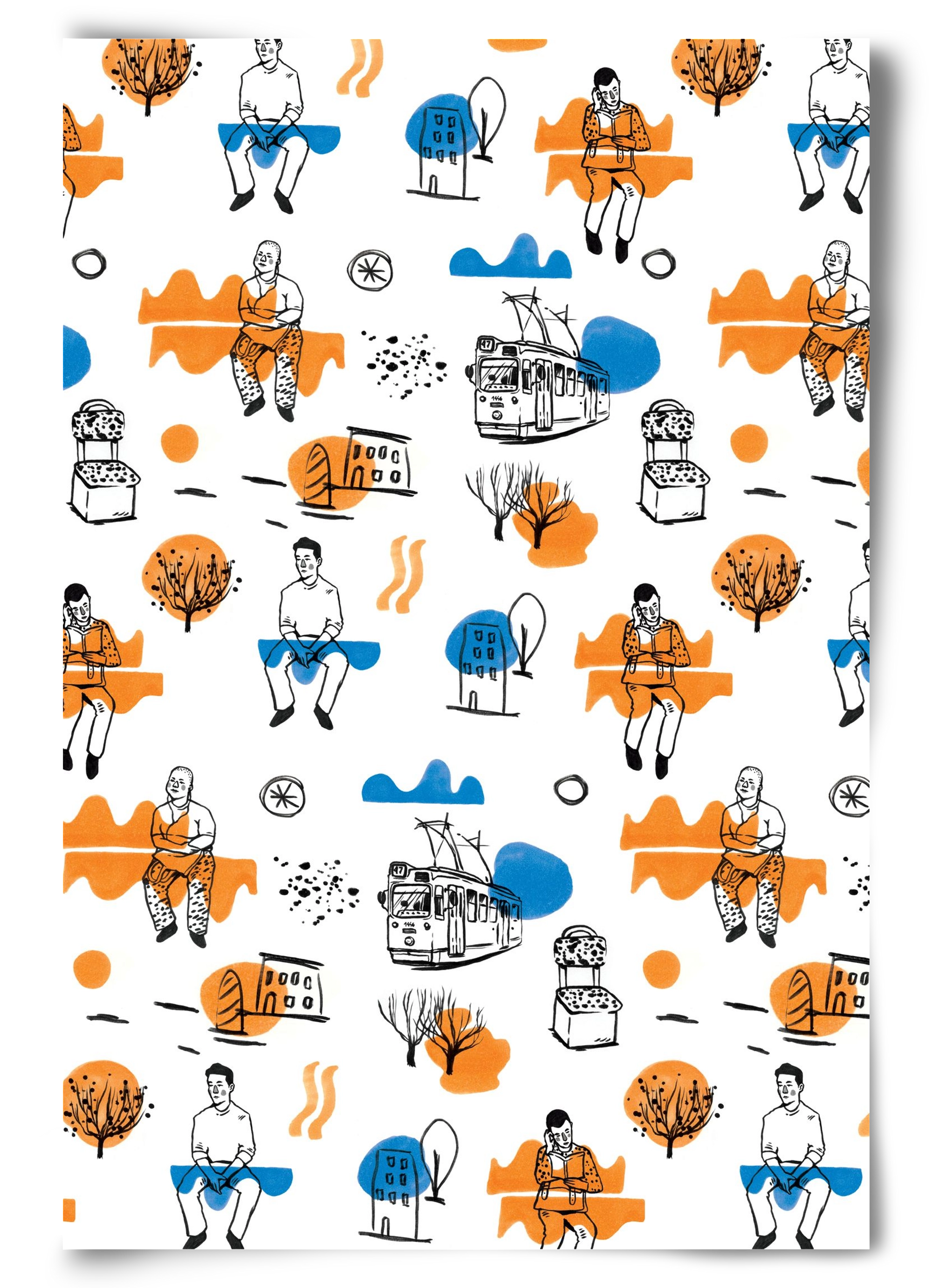 Utasok és villamosok, 60x90 cm, Keret nélkül