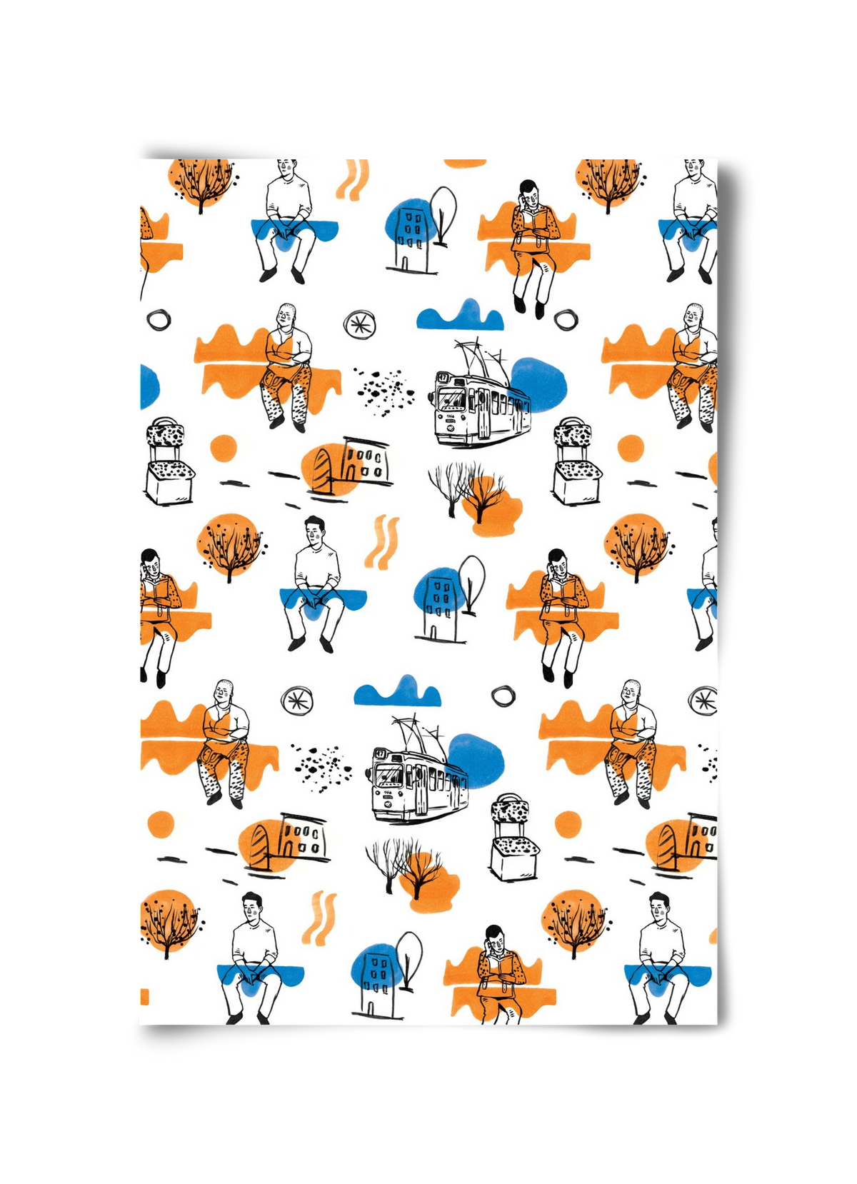 Utasok és villamosok, 30x45 cm, Keret nélkül