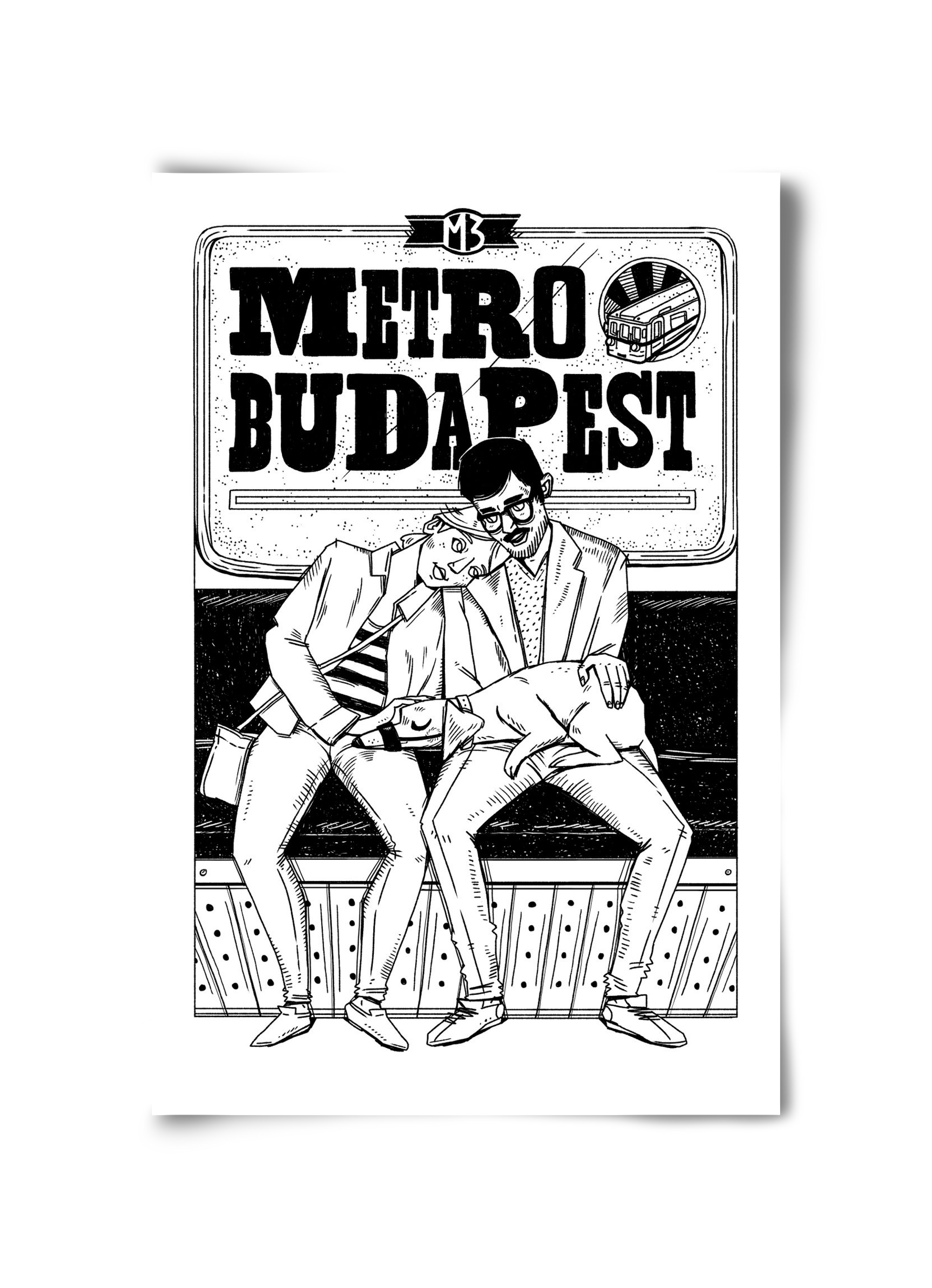 M3 metro kutyával, 30x45 cm, Keret nélkül