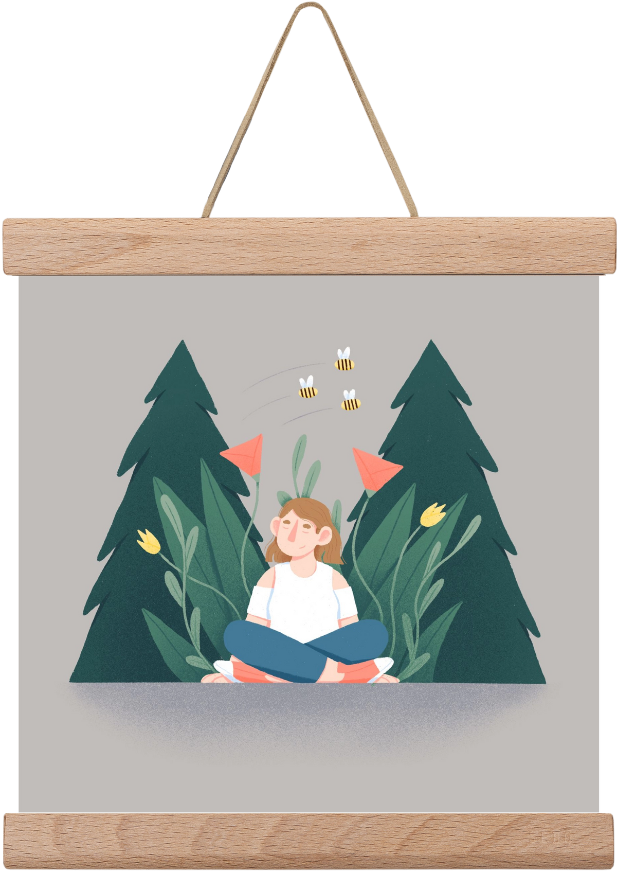 Breathe, 20x20 cm (20x20 cm), Tölgy akasztó