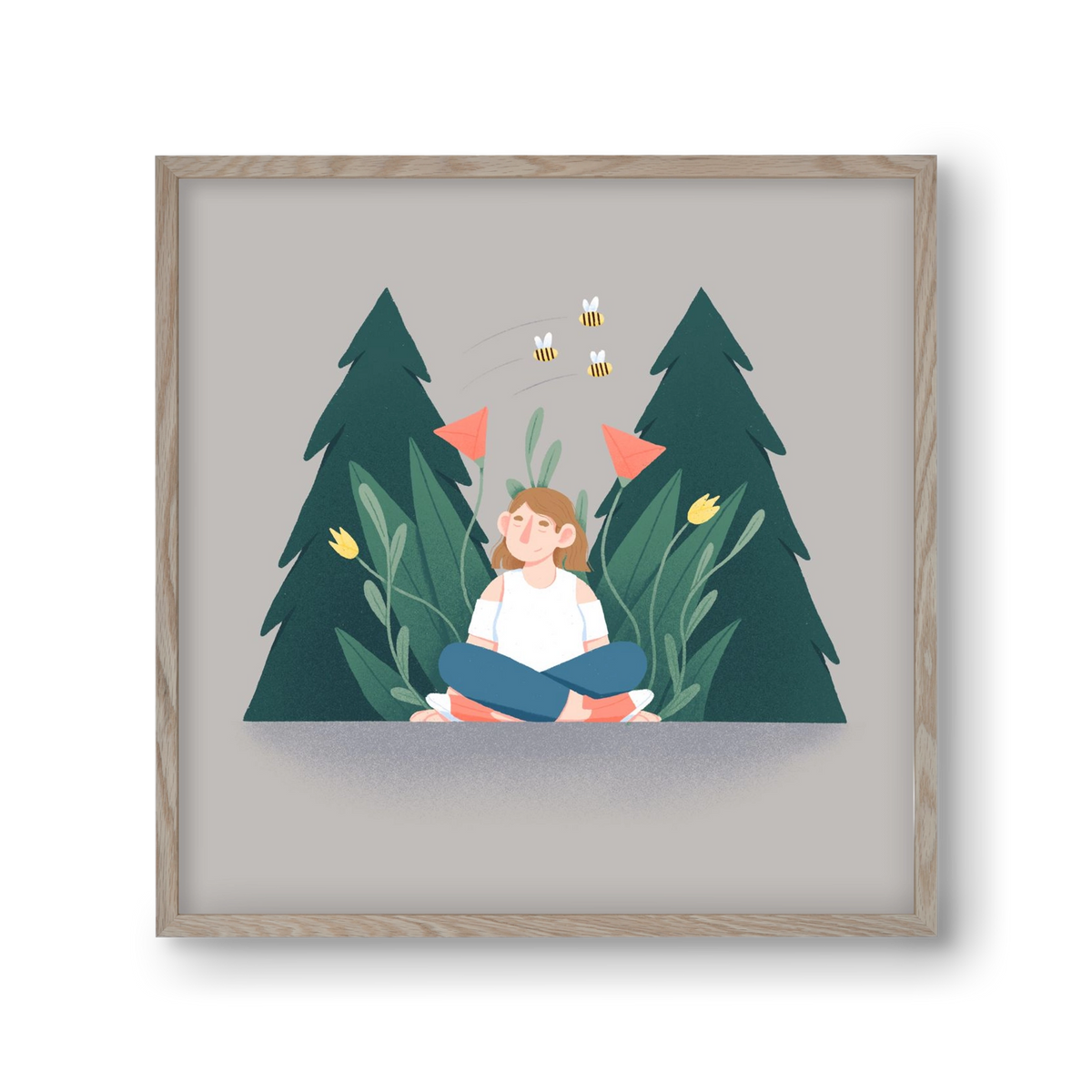 Breathe, 30x30 cm (30x30 cm), Tölgy keret