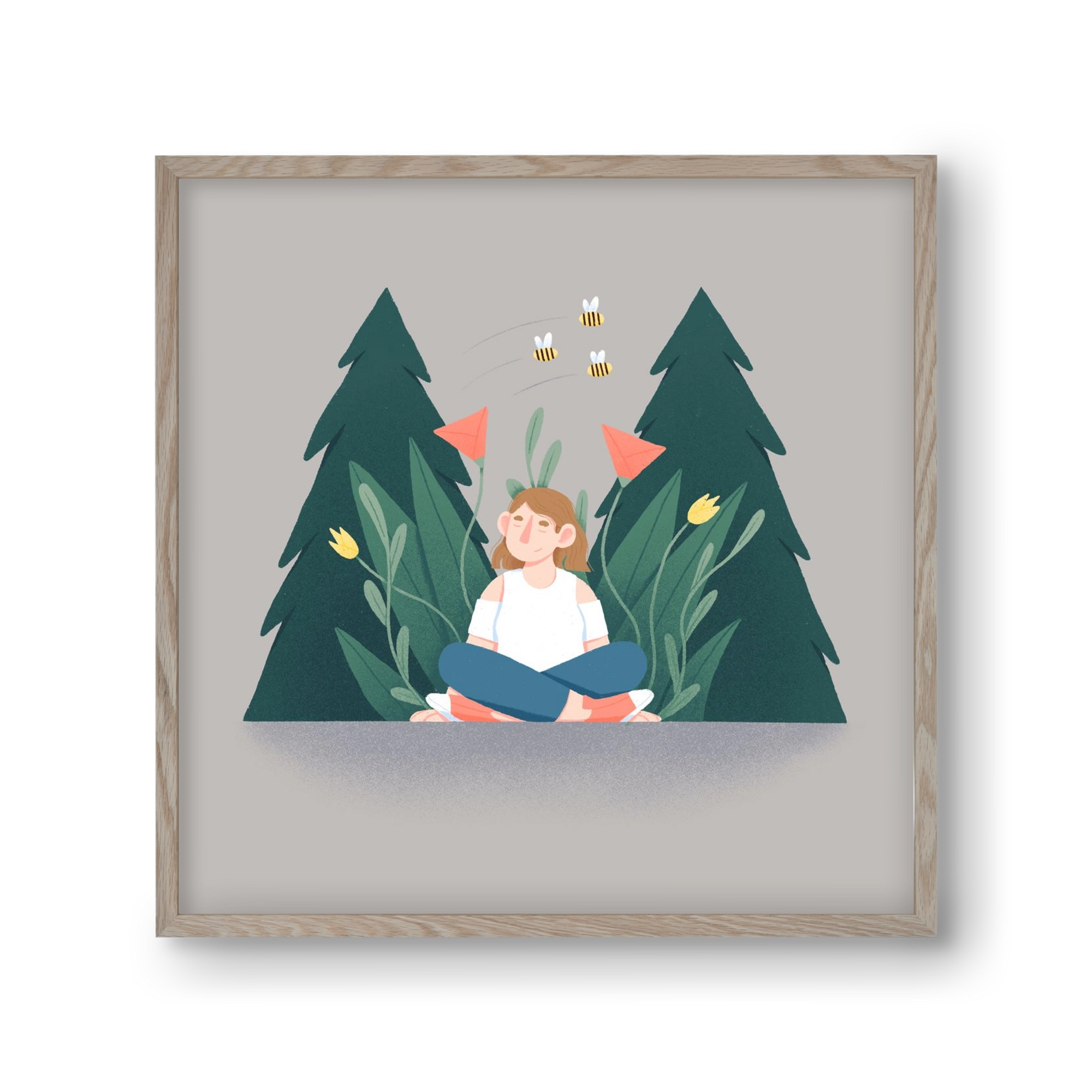 Breathe, 30x30 cm (30x30 cm), Tölgy keret