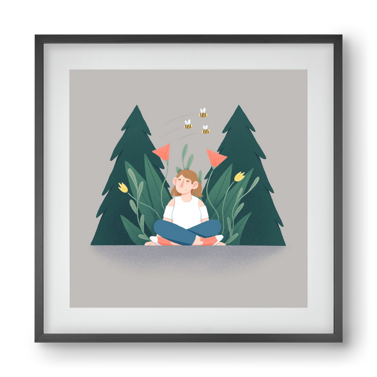 Breathe, 40x40 cm (30x30 cm), Fekete keret, paszpartuval