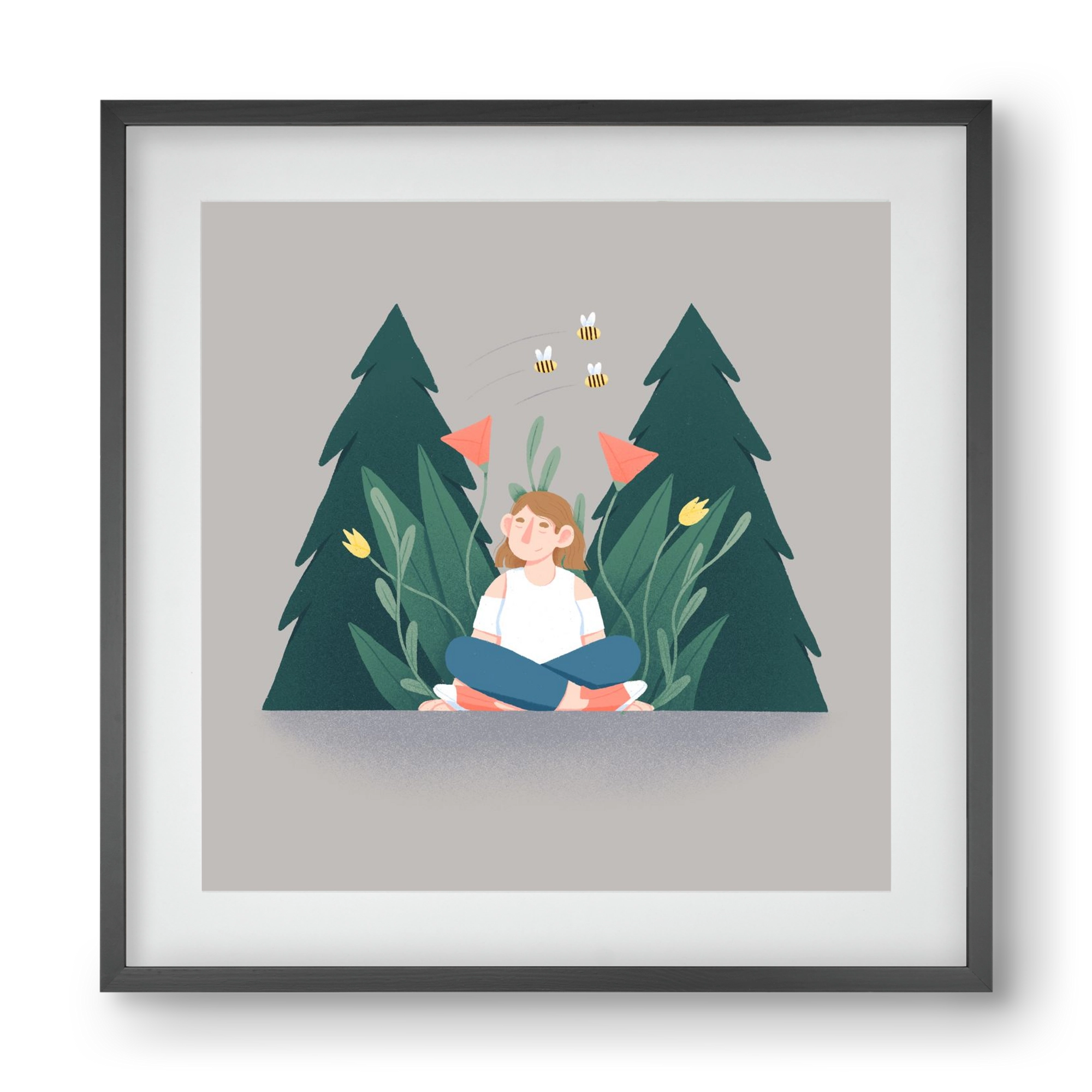 Breathe, 40x40 cm (30x30 cm), Fekete keret, paszpartuval