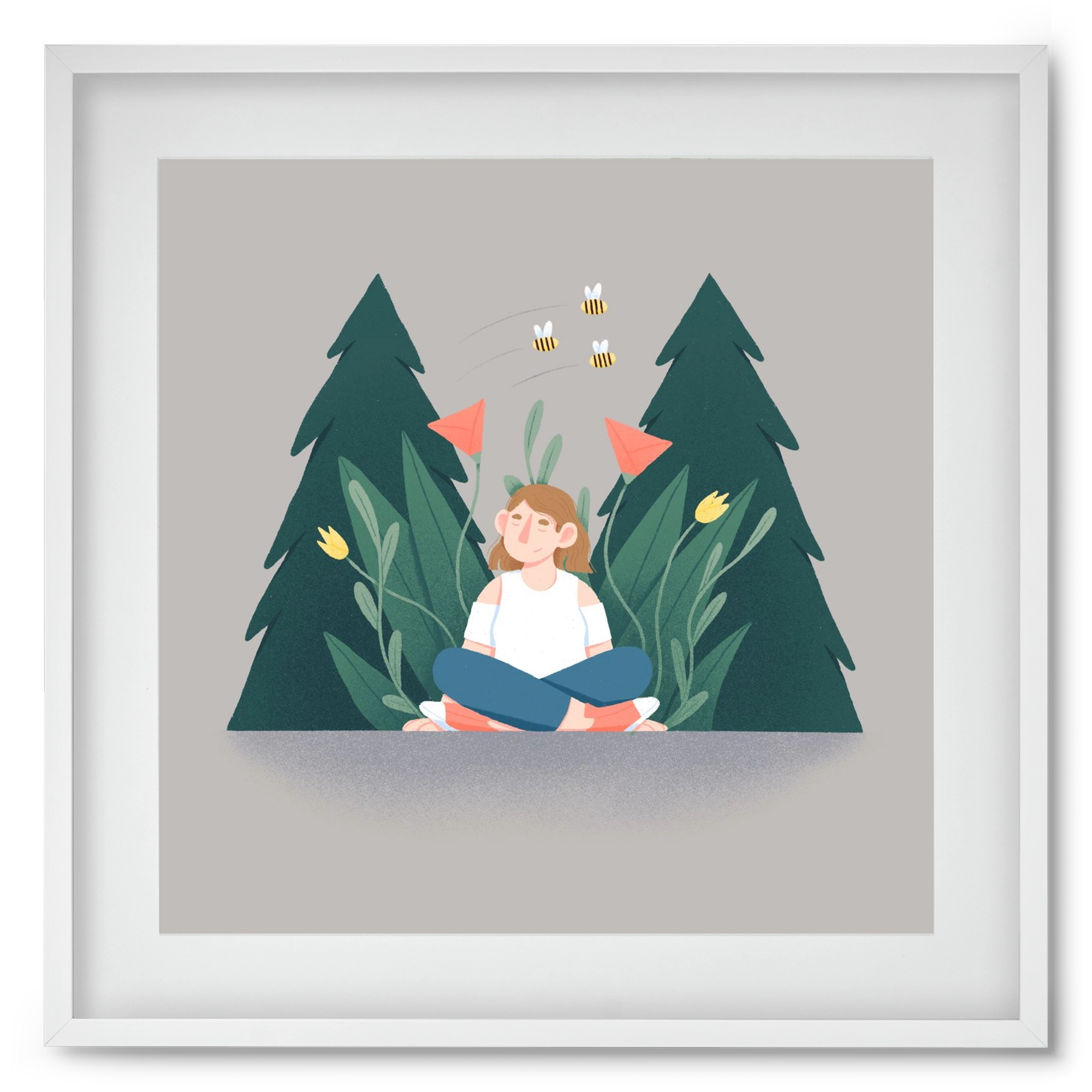 Breathe, 50x50 cm (40x40 cm), Fehér keret, paszpartuval