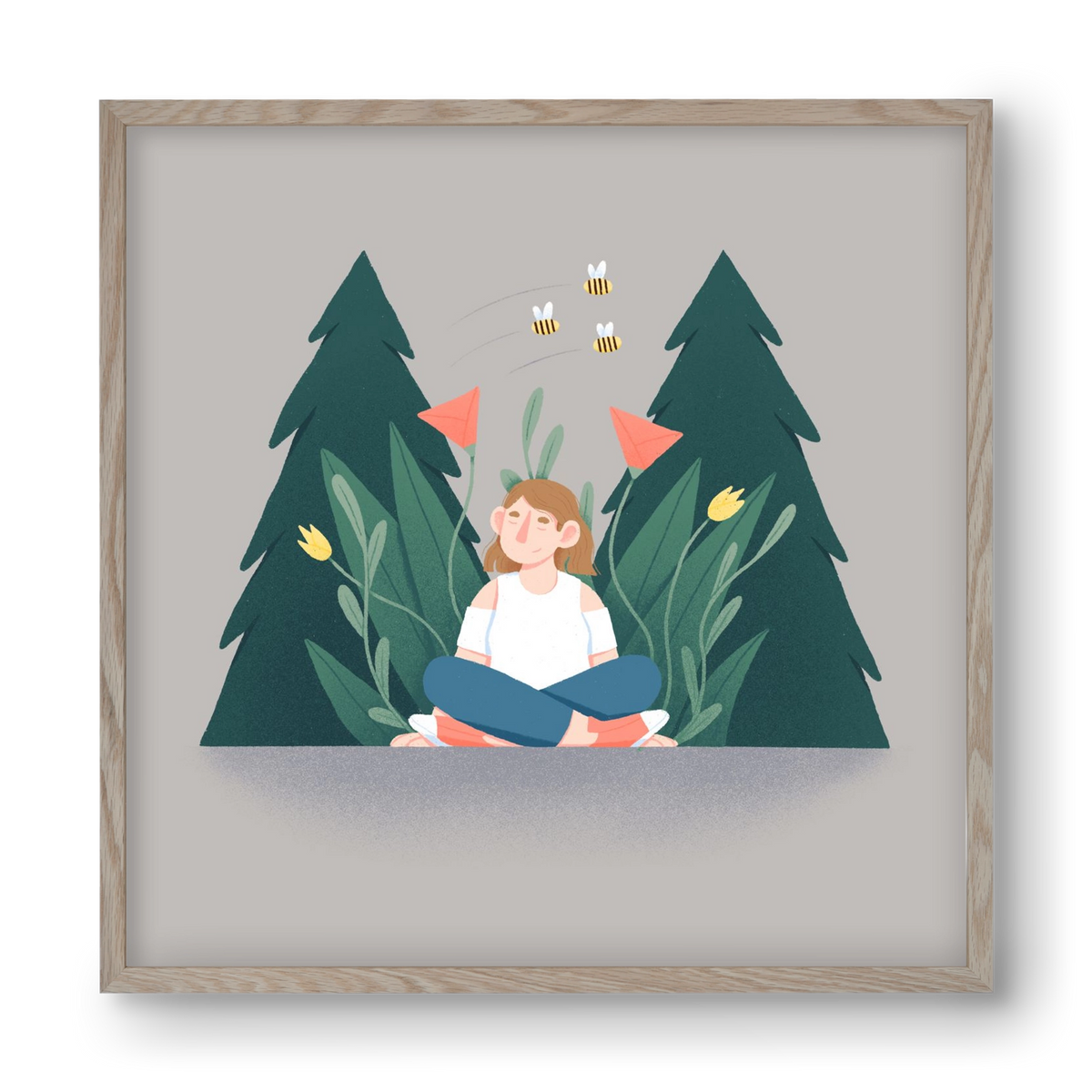 Breathe, 40x40 cm (40x40 cm), Tölgy keret