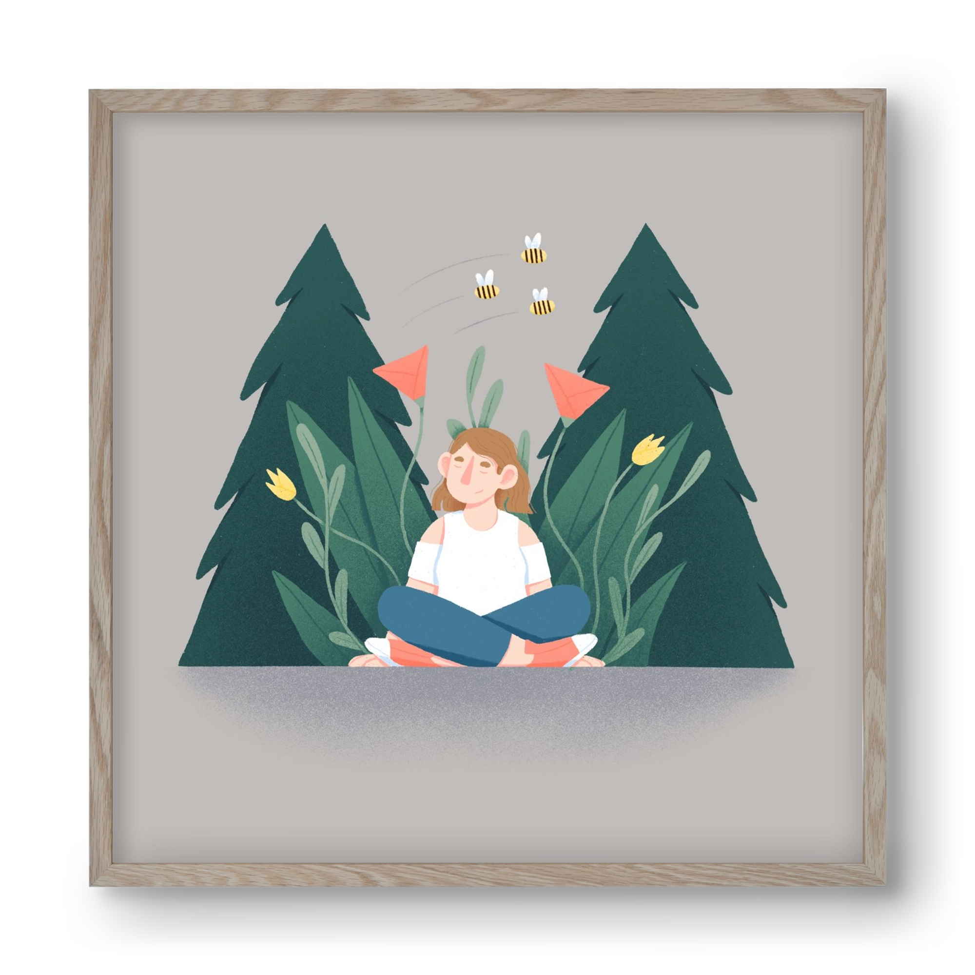 Breathe, 40x40 cm (40x40 cm), Tölgy keret