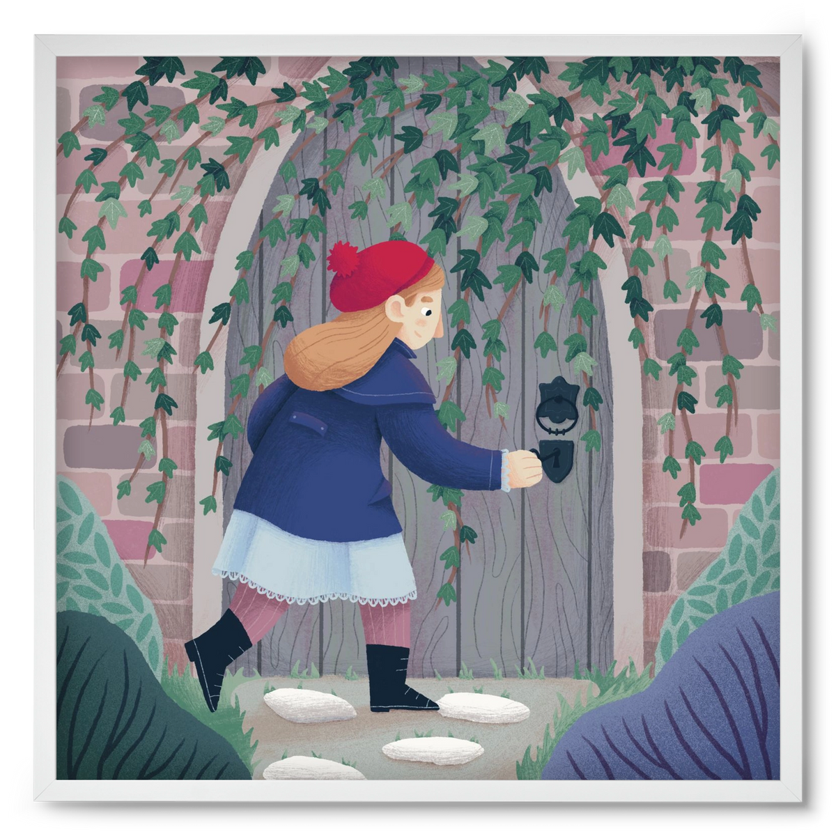 Titkos kert, 50x50 cm (50x50 cm), Fehér keret