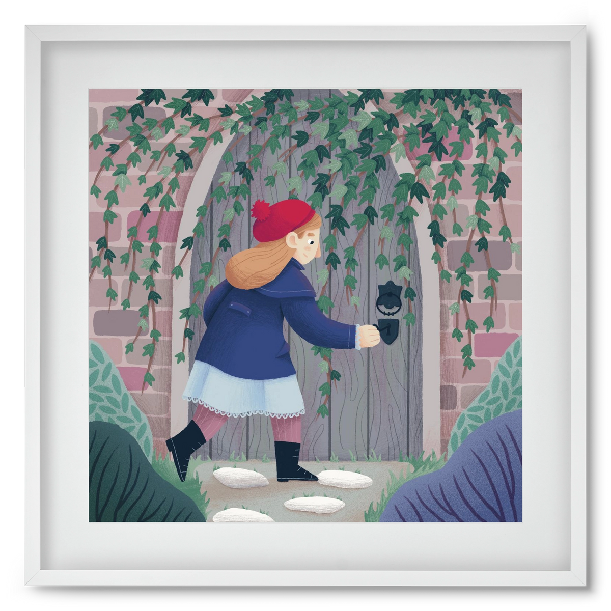 Titkos kert, 50x50 cm (40x40 cm), Fehér keret, paszpartuval