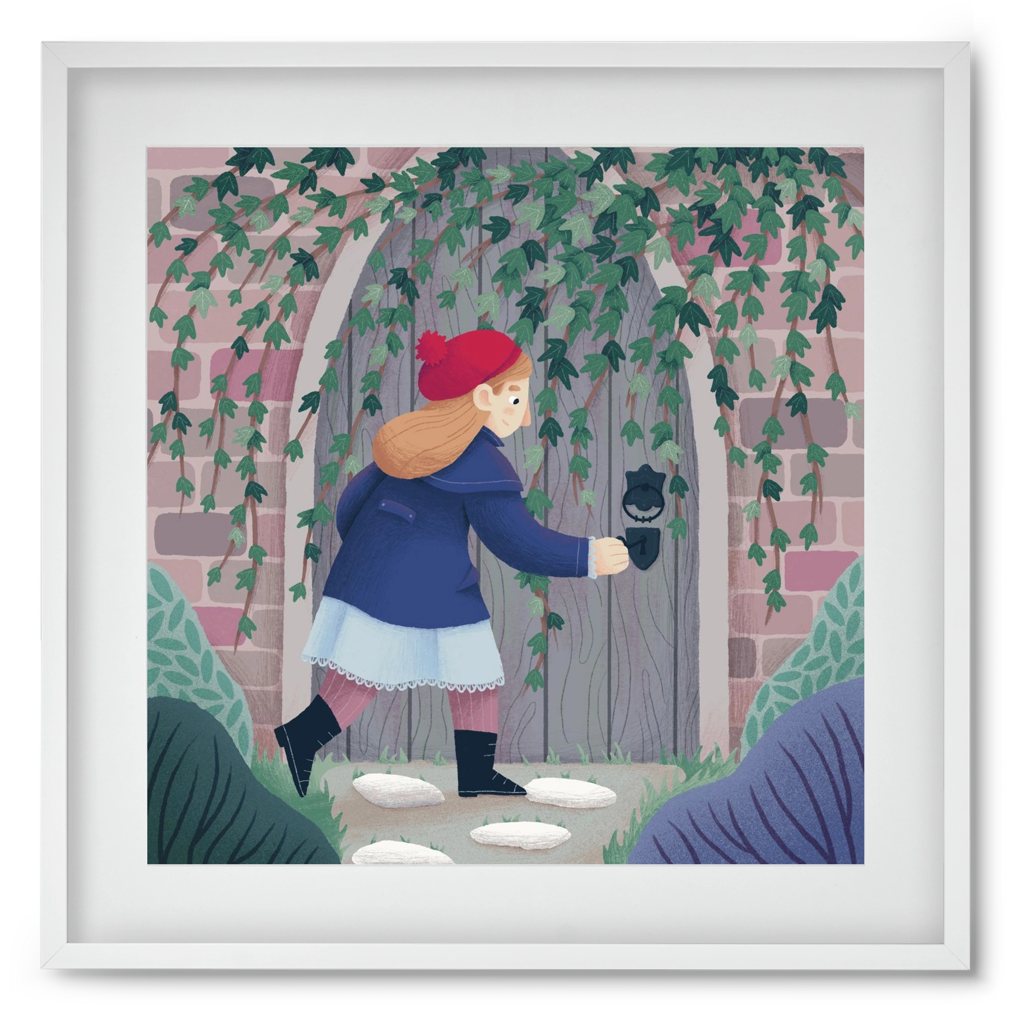 Titkos kert, 50x50 cm (40x40 cm), Fehér keret, paszpartuval