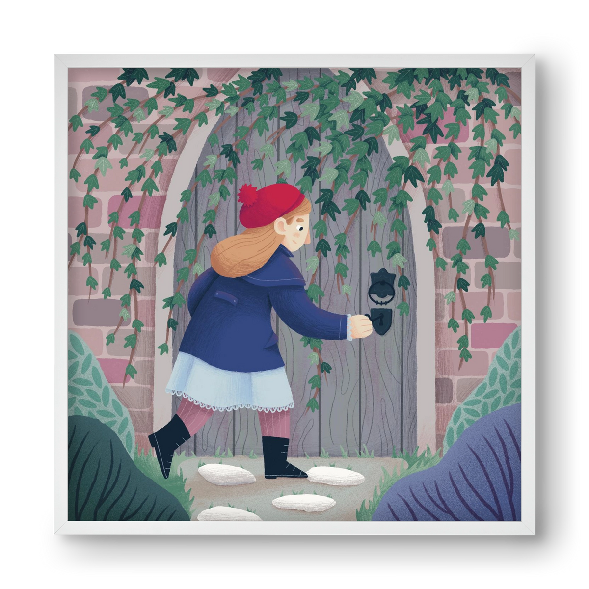 Titkos kert, 40x40 cm (40x40 cm), Fehér keret