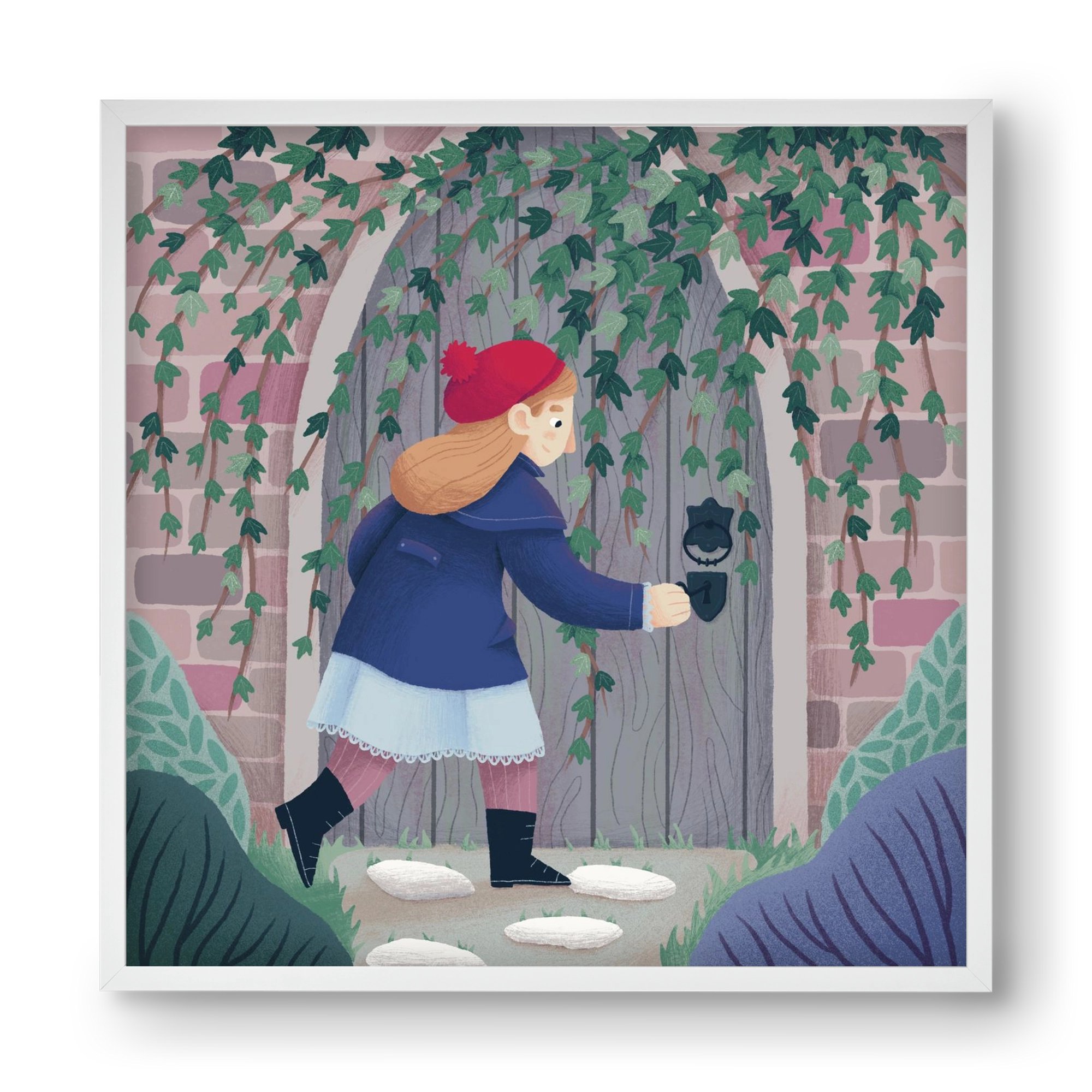 Titkos kert, 40x40 cm (40x40 cm), Fehér keret