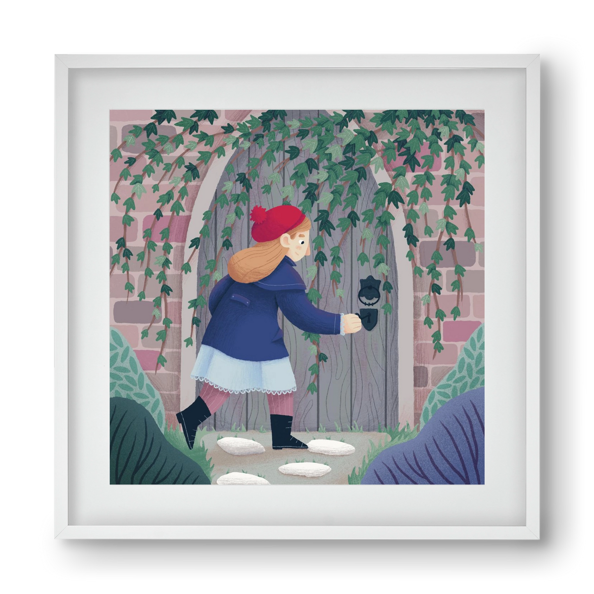 Titkos kert, 40x40 cm (30x30 cm), Fehér keret, paszpartuval