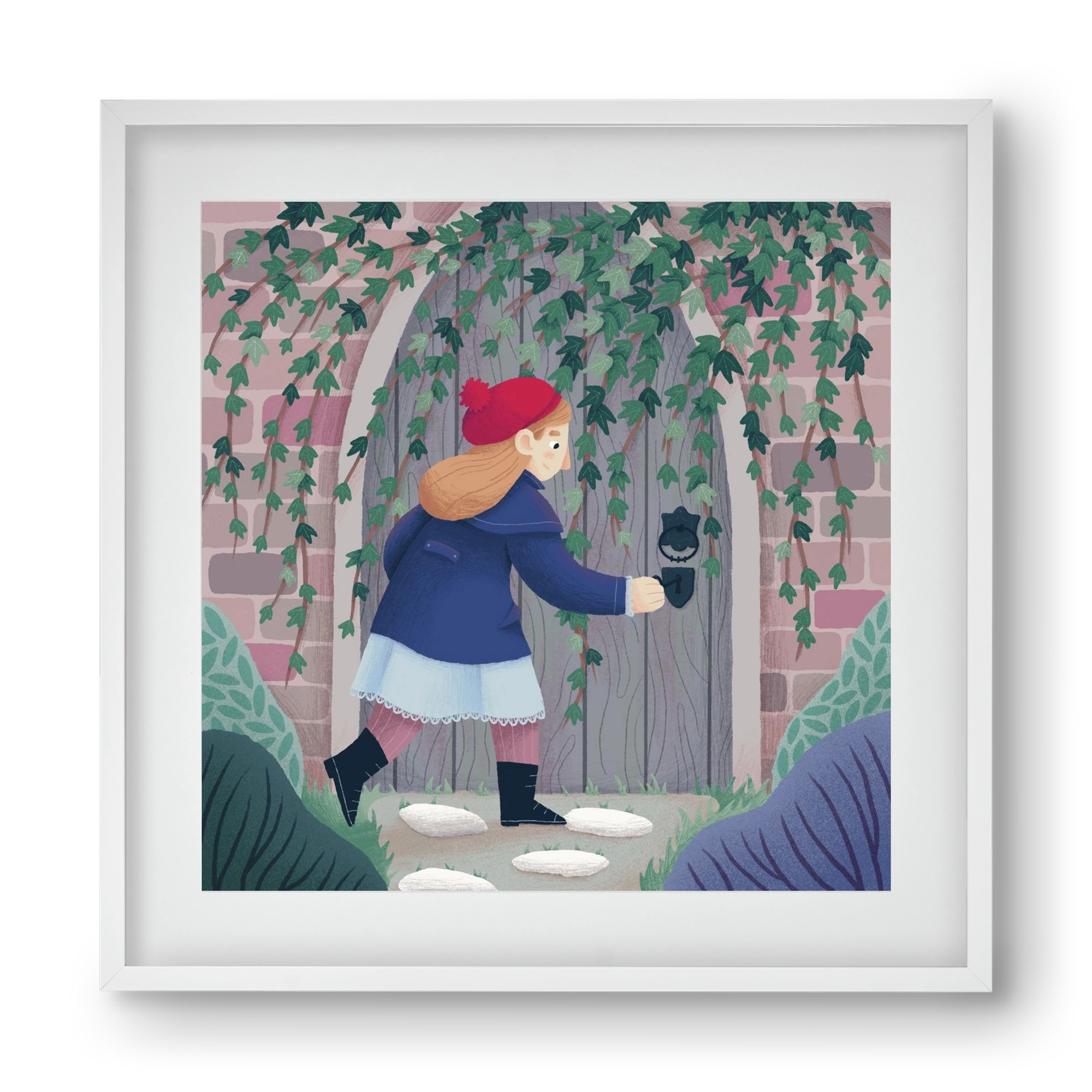 Titkos kert, 40x40 cm (30x30 cm), Fehér keret, paszpartuval