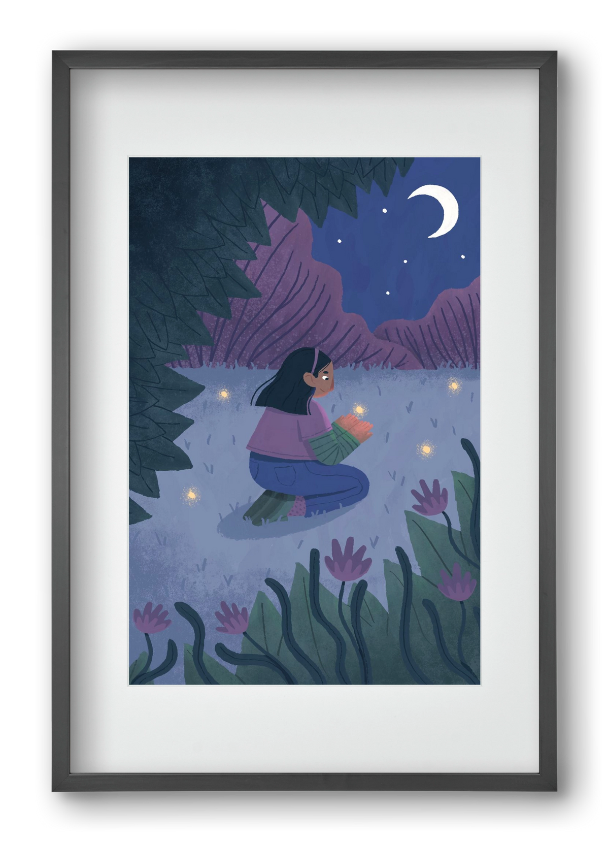 Éjszaka, 40x60 cm (30x45 cm), Fekete keret, paszpartuval