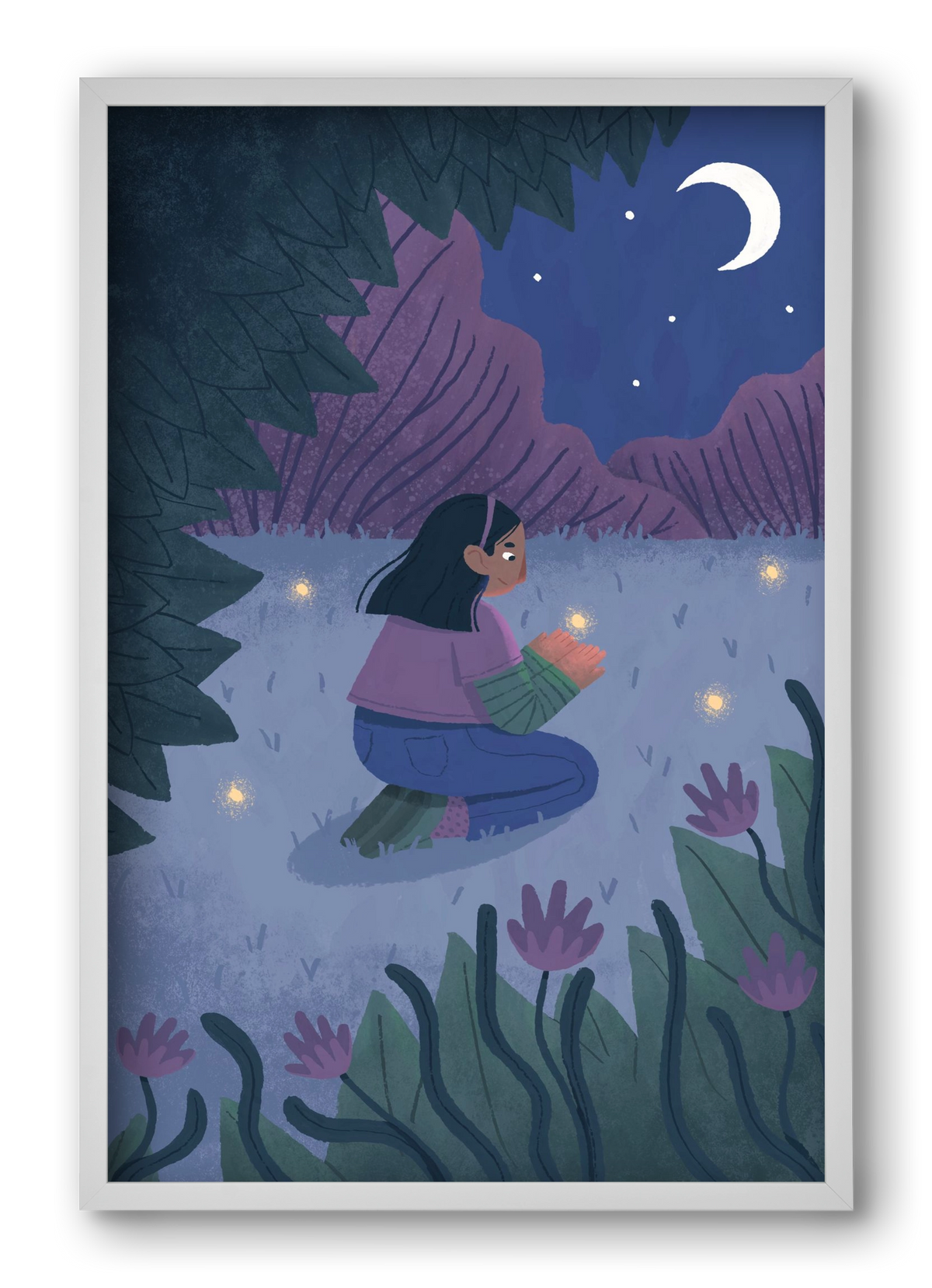 Éjszaka, 40x60 cm (40x60 cm), Fehér keret