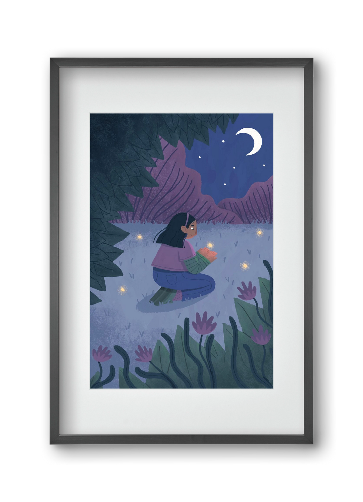 Éjszaka, 30x45 cm (20x30 cm), Fekete keret, paszpartuval