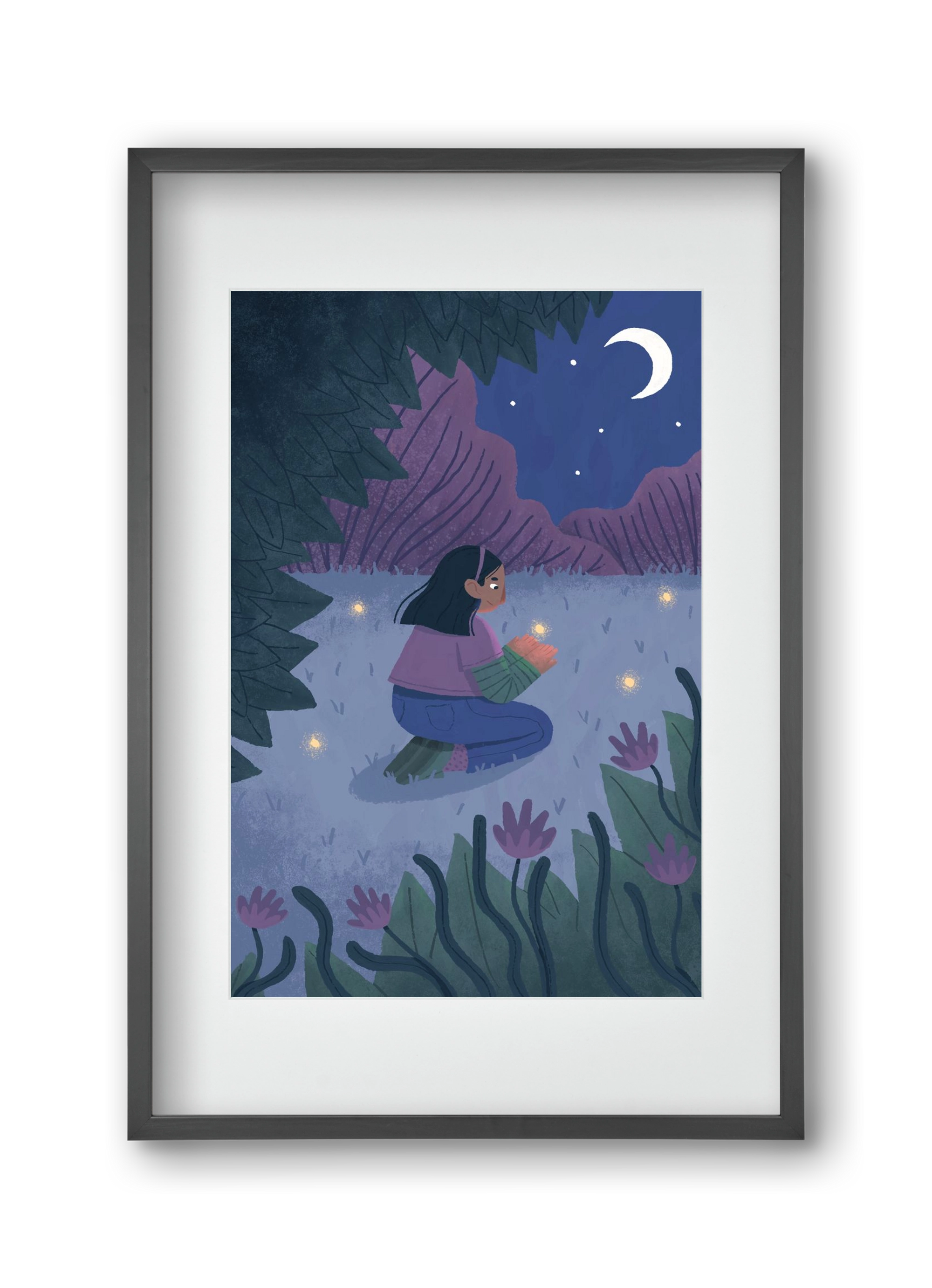 Éjszaka, 30x45 cm (20x30 cm), Fekete keret, paszpartuval