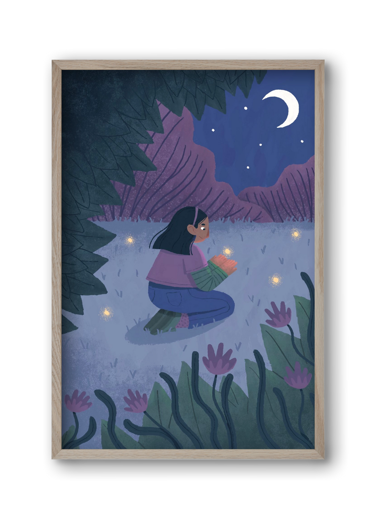 Éjszaka, 30x45 cm (30x45 cm), Tölgy keret