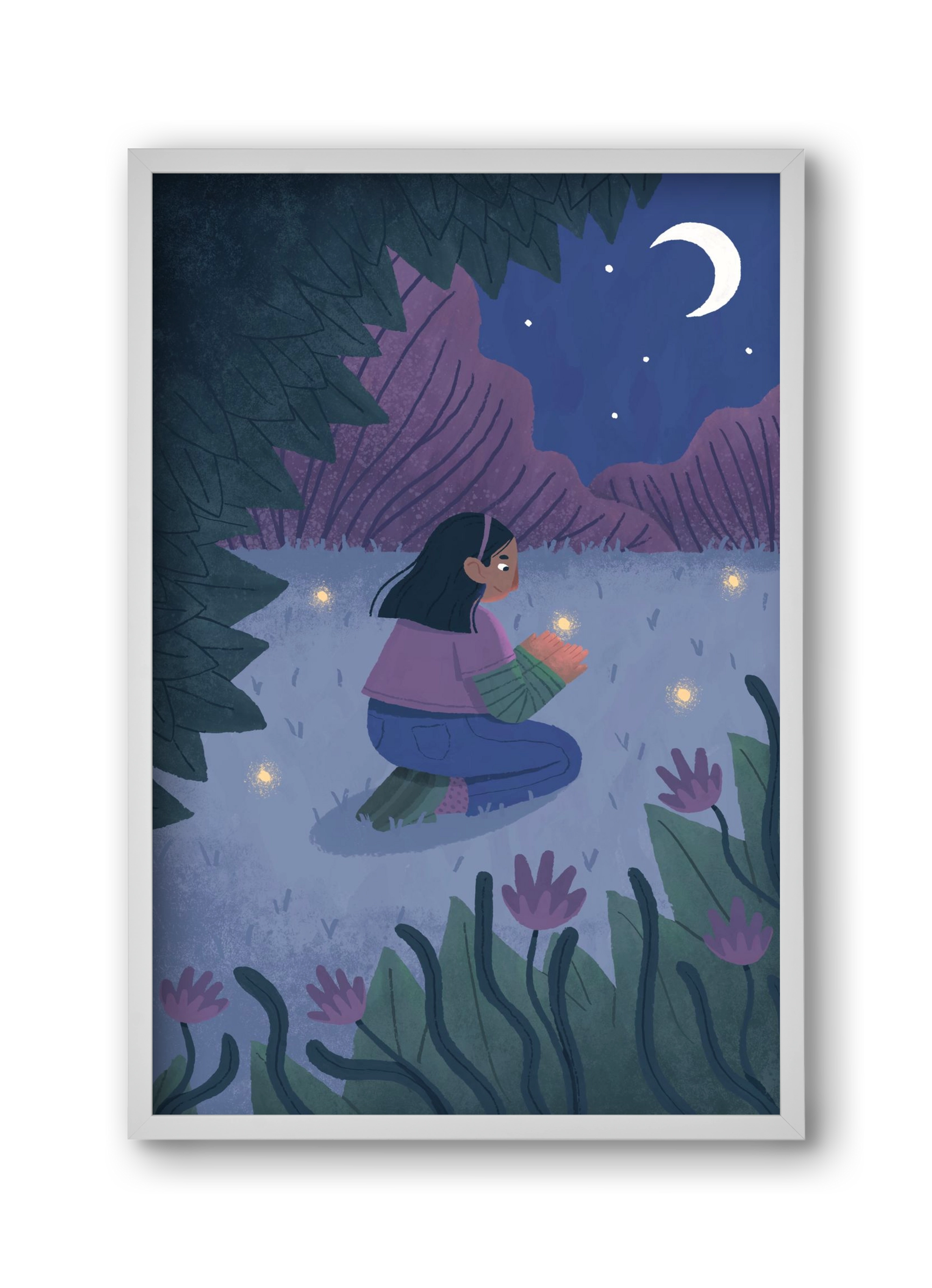 Éjszaka, 30x45 cm (30x45 cm), Fehér keret