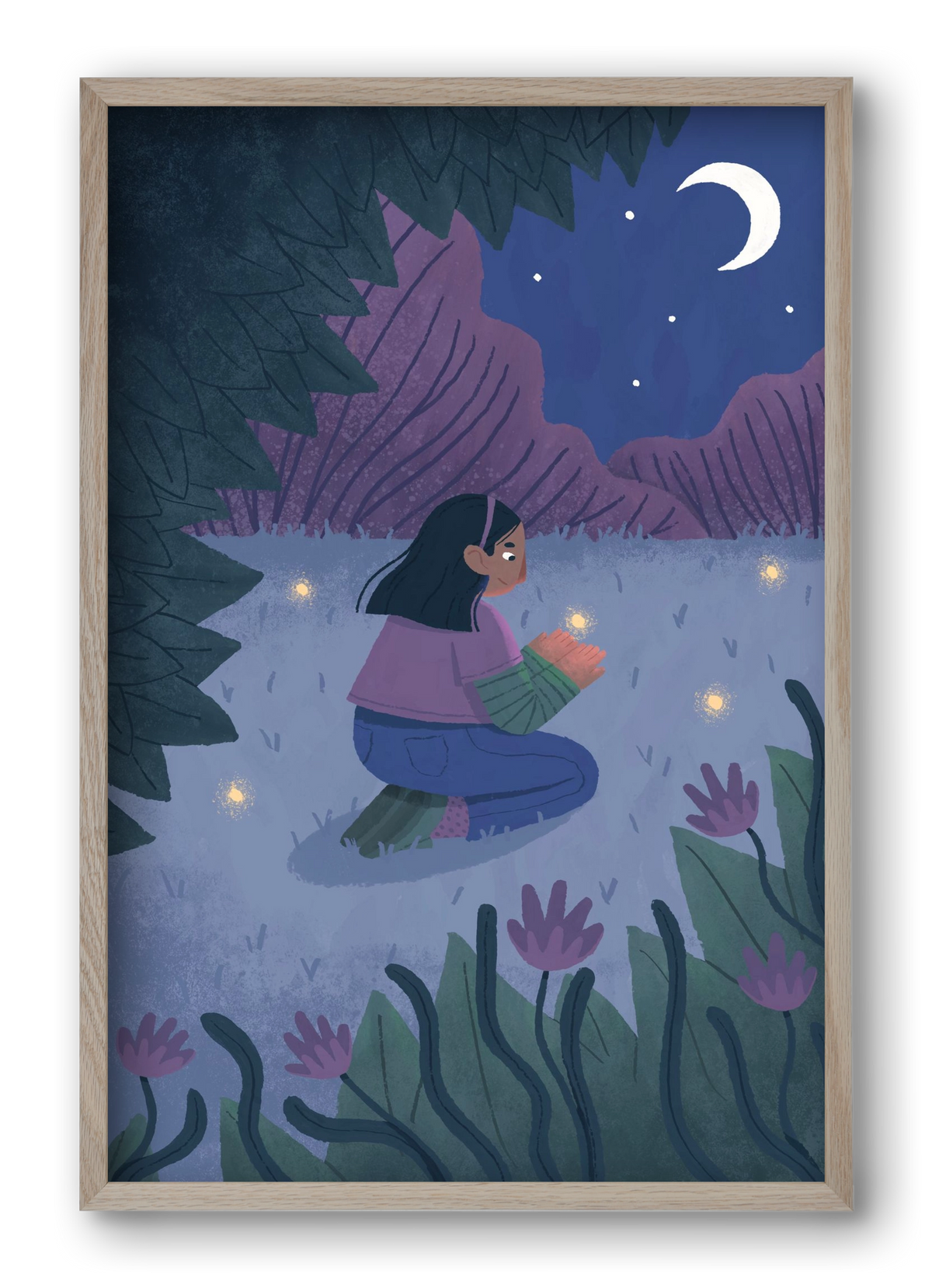 Éjszaka, 40x60 cm (40x60 cm), Tölgy keret