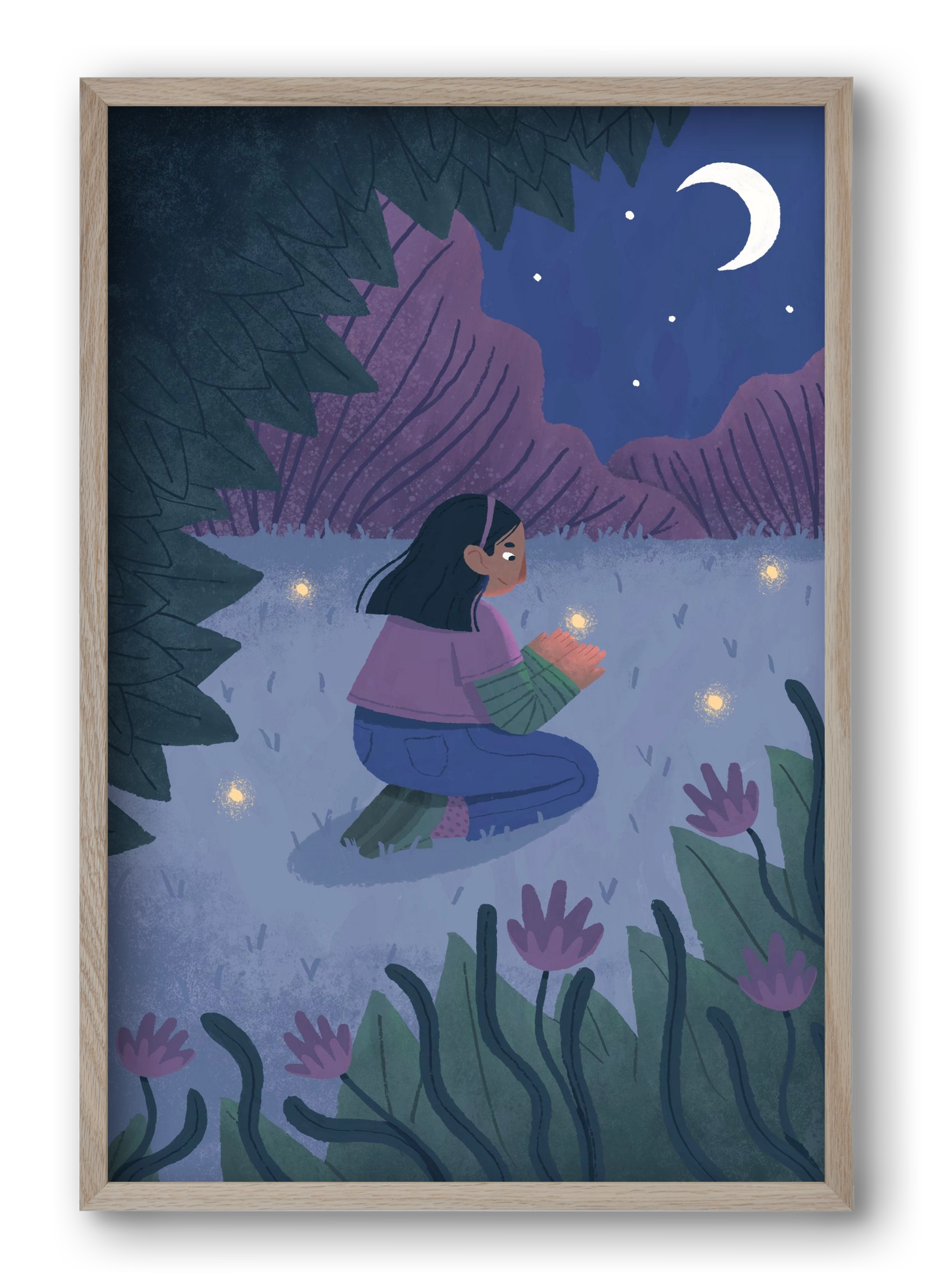 Éjszaka, 40x60 cm (40x60 cm), Tölgy keret