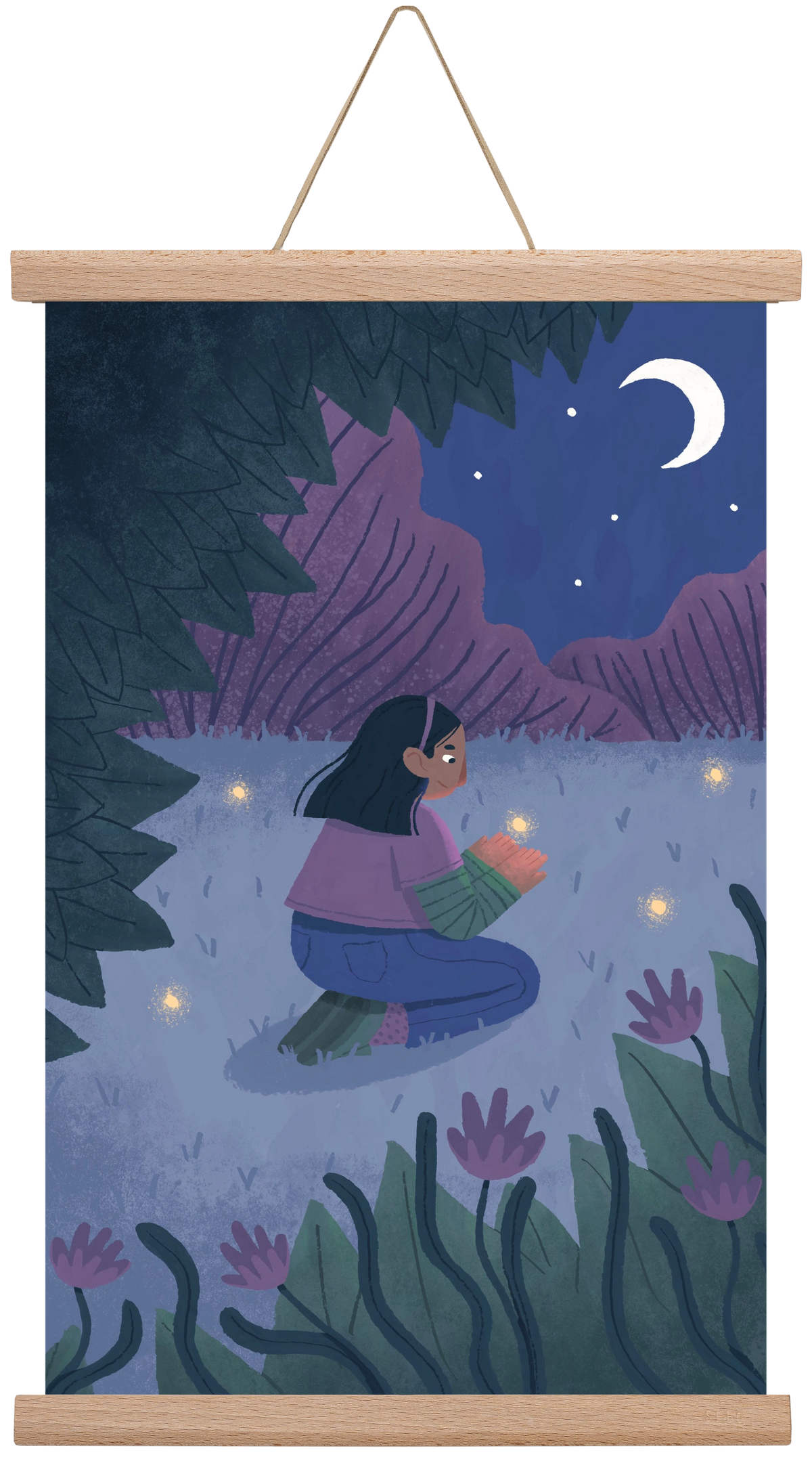 Éjszaka, 30x45 cm (30x45 cm), Tölgy akasztó