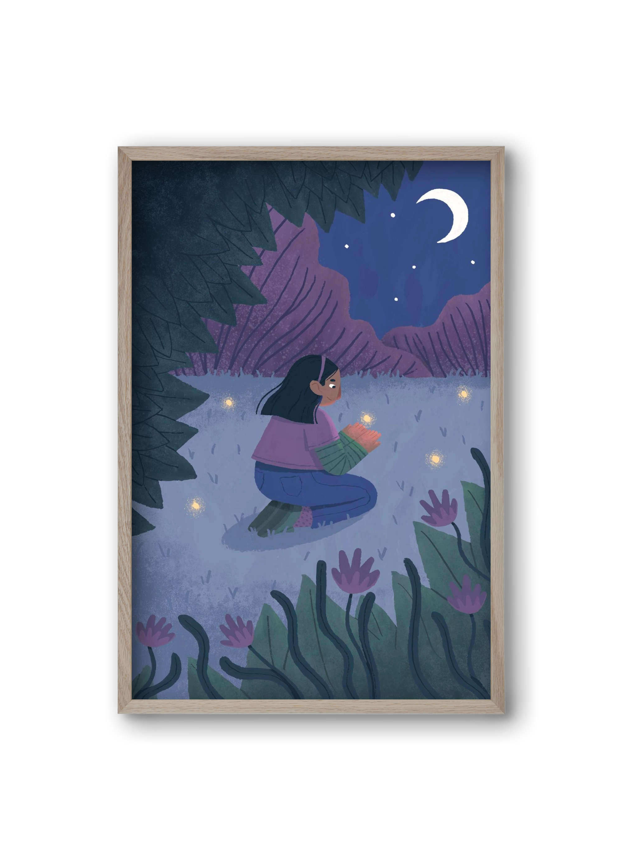 Éjszaka, 20x30 cm (20x30 cm), Tölgy keret