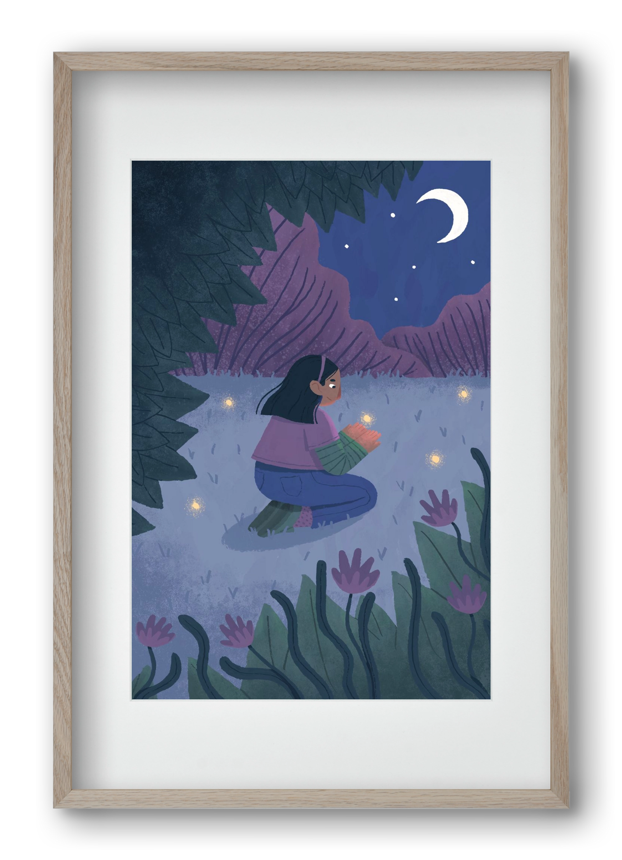 Éjszaka, 40x60 cm (30x45 cm), Tölgy keret, paszpartuval