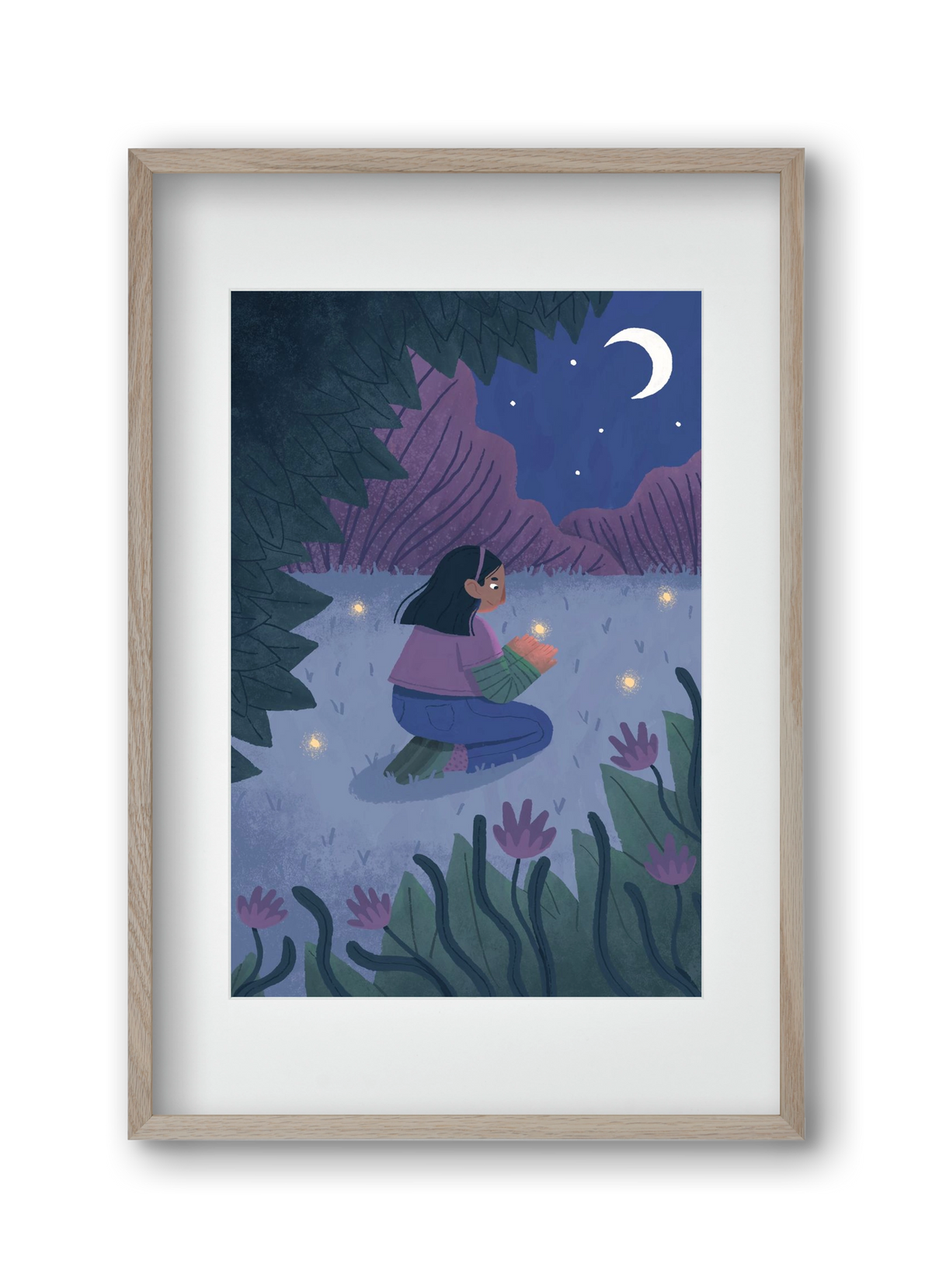 Éjszaka, 30x45 cm (20x30 cm), Tölgy keret, paszpartuval