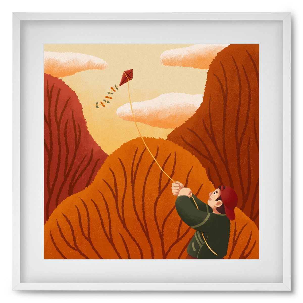 Kite, 50x50 cm (40x40 cm), Fehér keret, paszpartuval