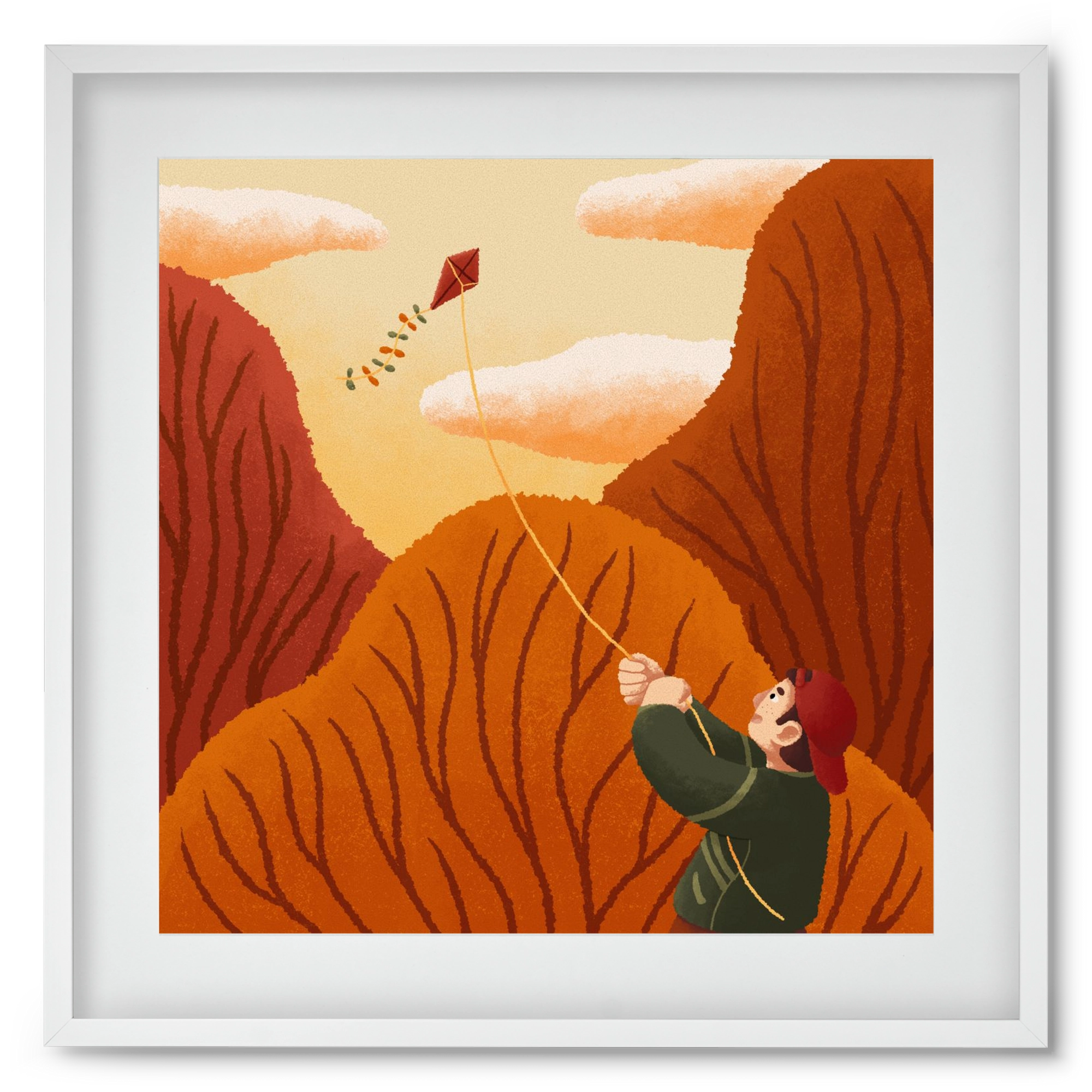 Kite, 50x50 cm (40x40 cm), Fehér keret, paszpartuval