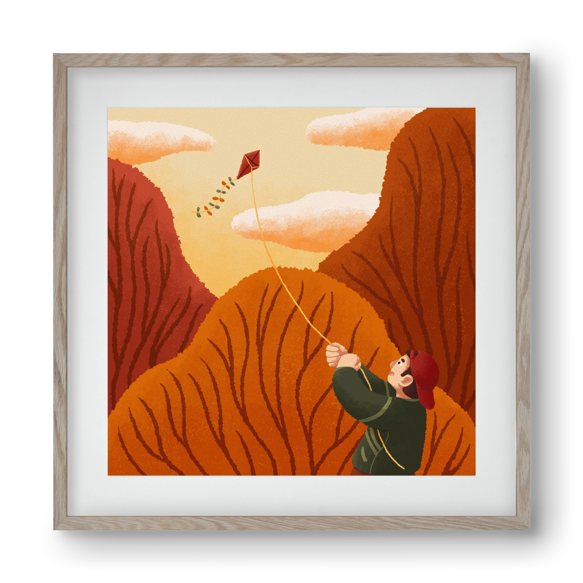 Kite, 40x40 cm (30x30 cm), Tölgy keret, paszpartuval