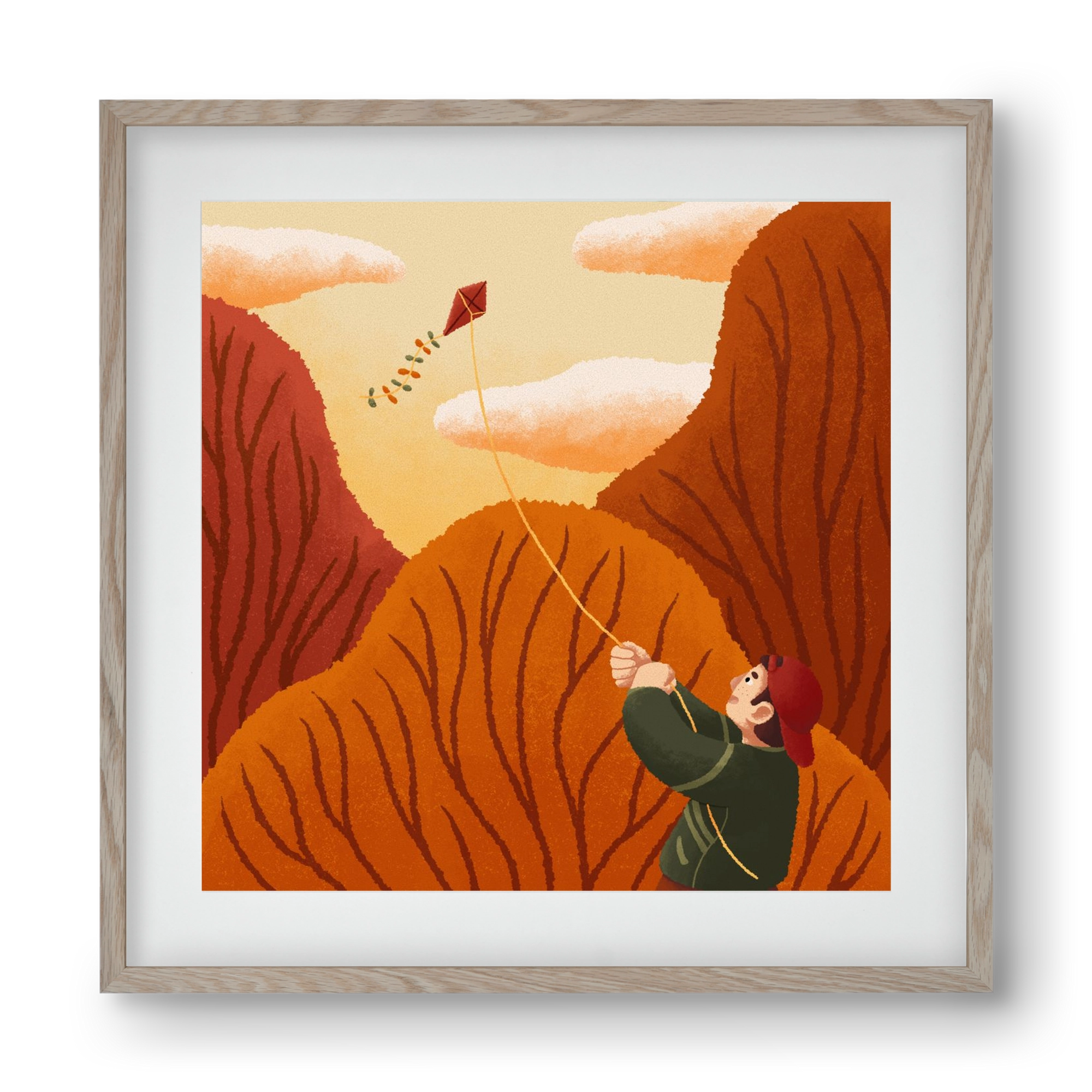 Kite, 40x40 cm (30x30 cm), Tölgy keret, paszpartuval