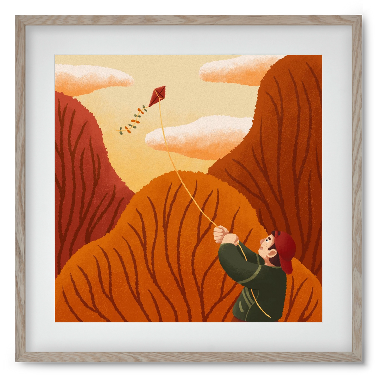 Kite, 50x50 cm (40x40 cm), Tölgy keret, paszpartuval