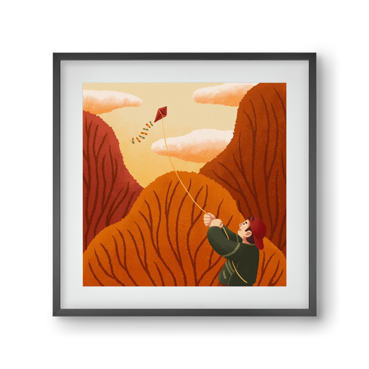 Kite, 30x30 cm (20x20 cm), Fekete keret, paszpartuval