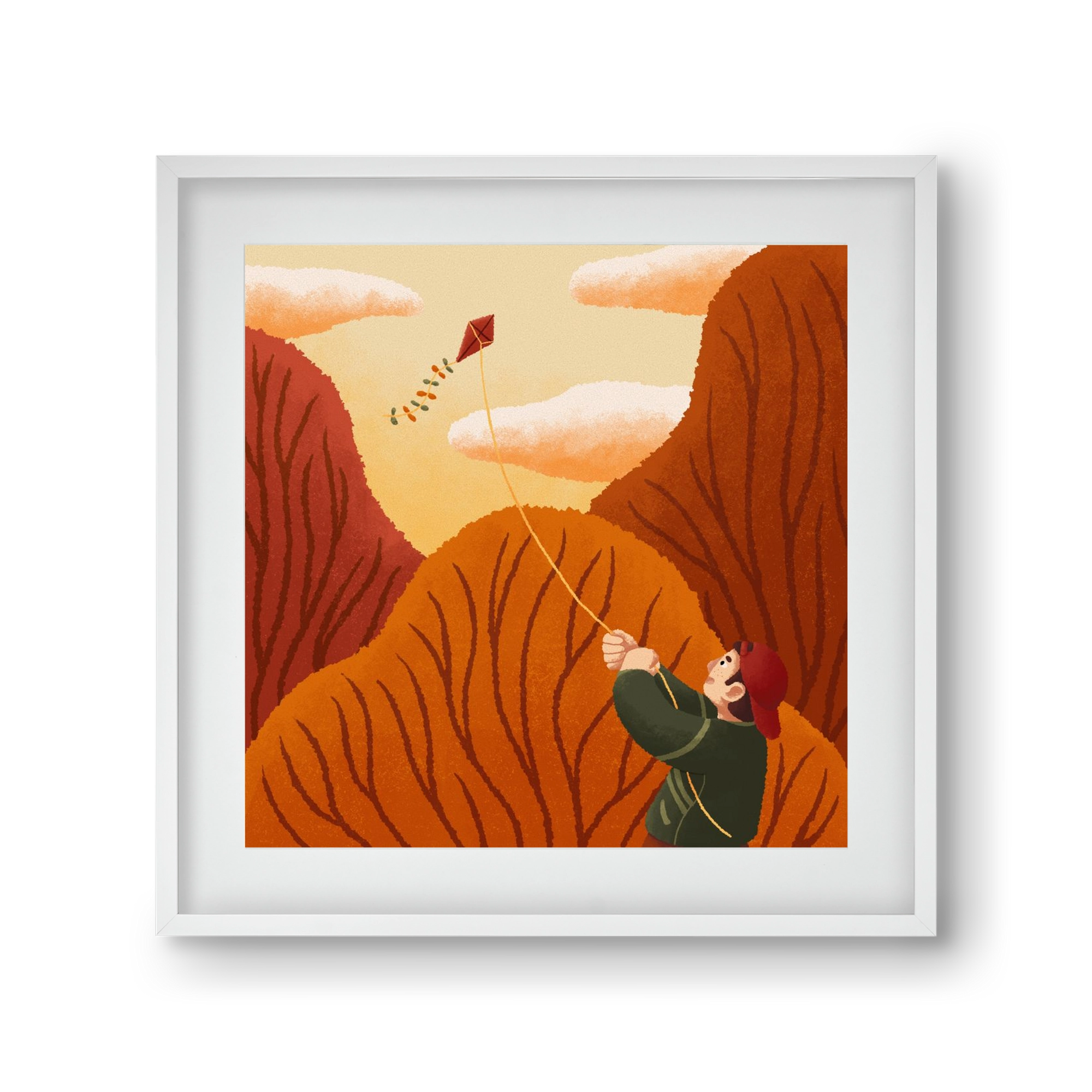 Kite, 30x30 cm (20x20 cm), Fehér keret, paszpartuval