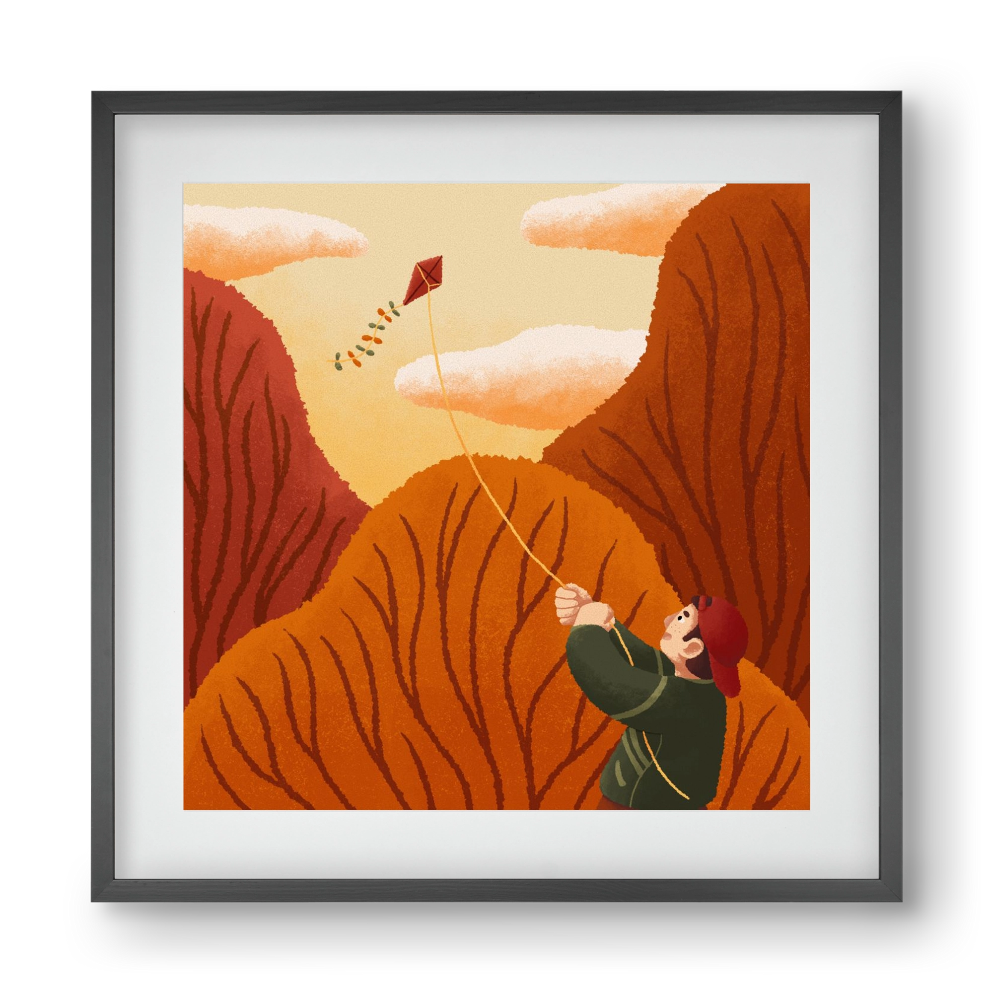 Kite, 40x40 cm (30x30 cm), Fekete keret, paszpartuval