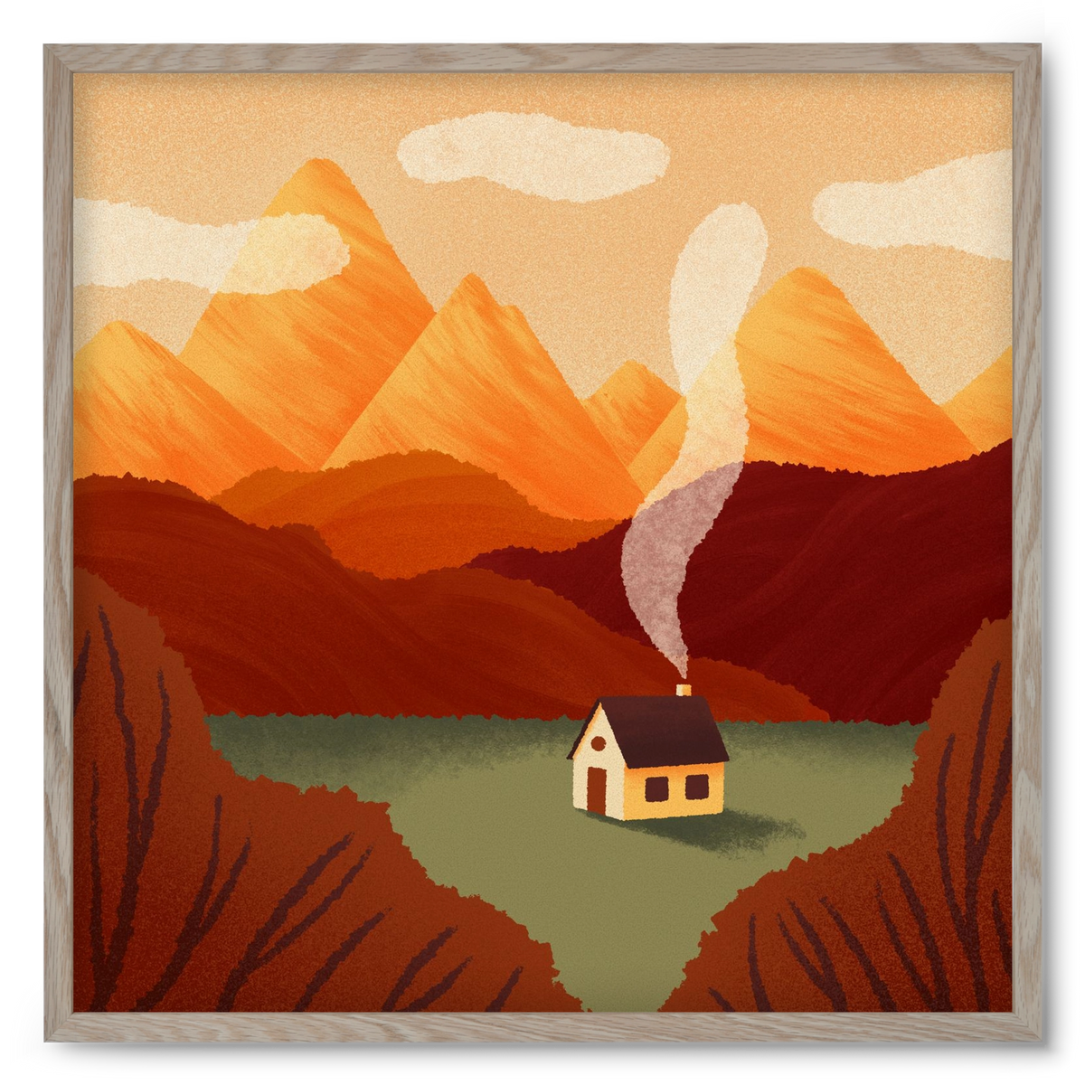 Mountain, 50x50 cm (50x50 cm), Tölgy keret