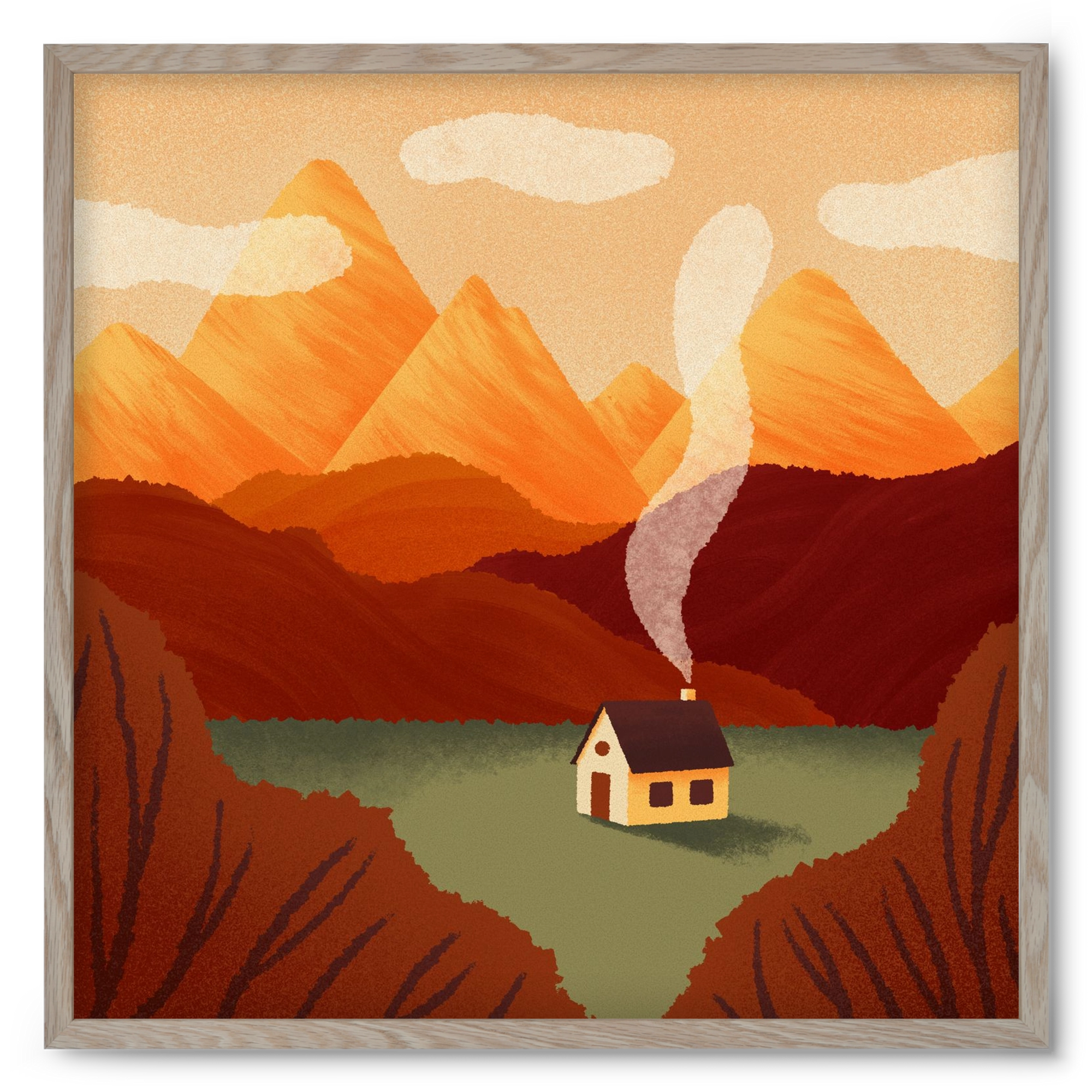 Mountain, 50x50 cm (50x50 cm), Tölgy keret